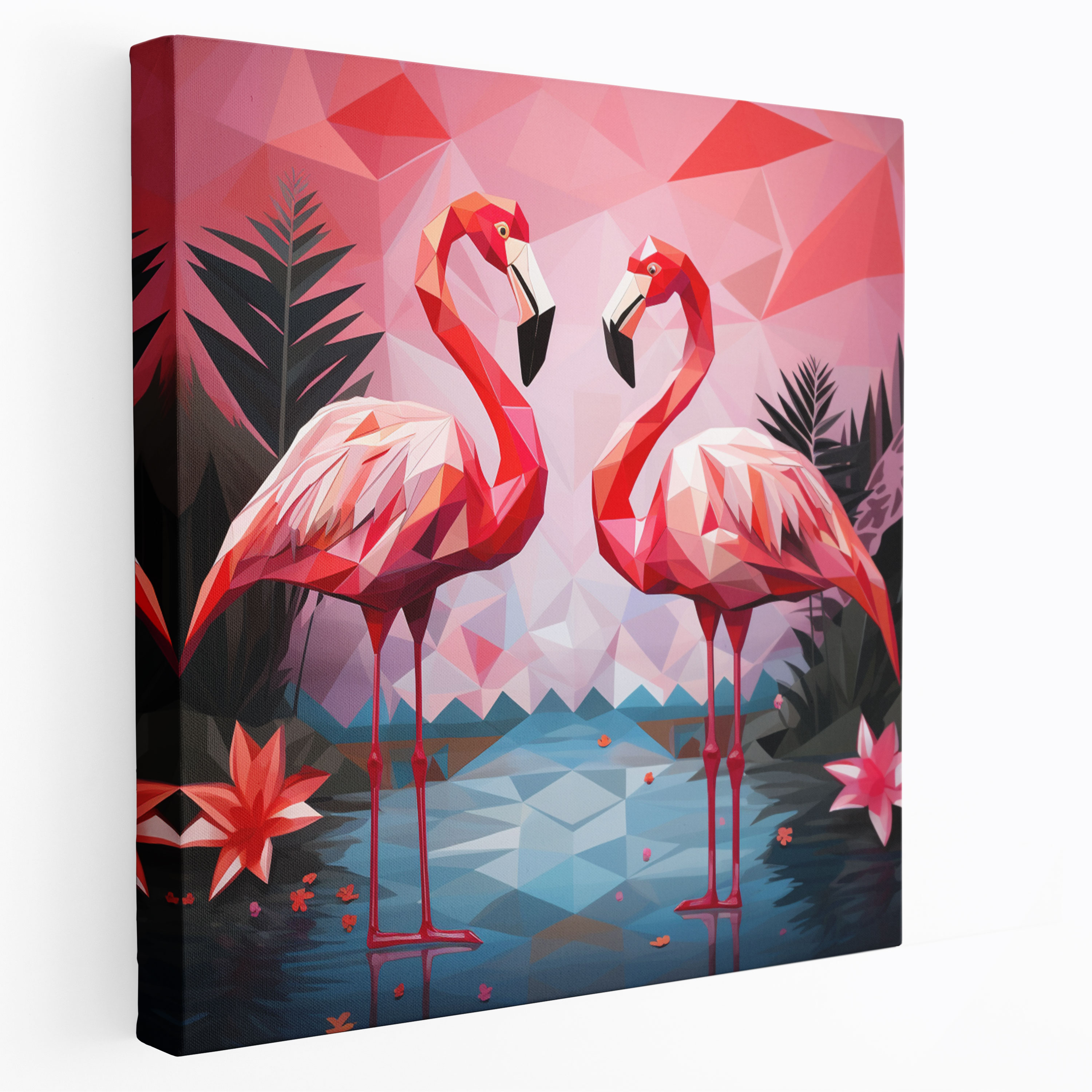Geometric Flamingo Wall Art - Flamingo, Geometric Design, Canvas Wall Art, Canvas Print