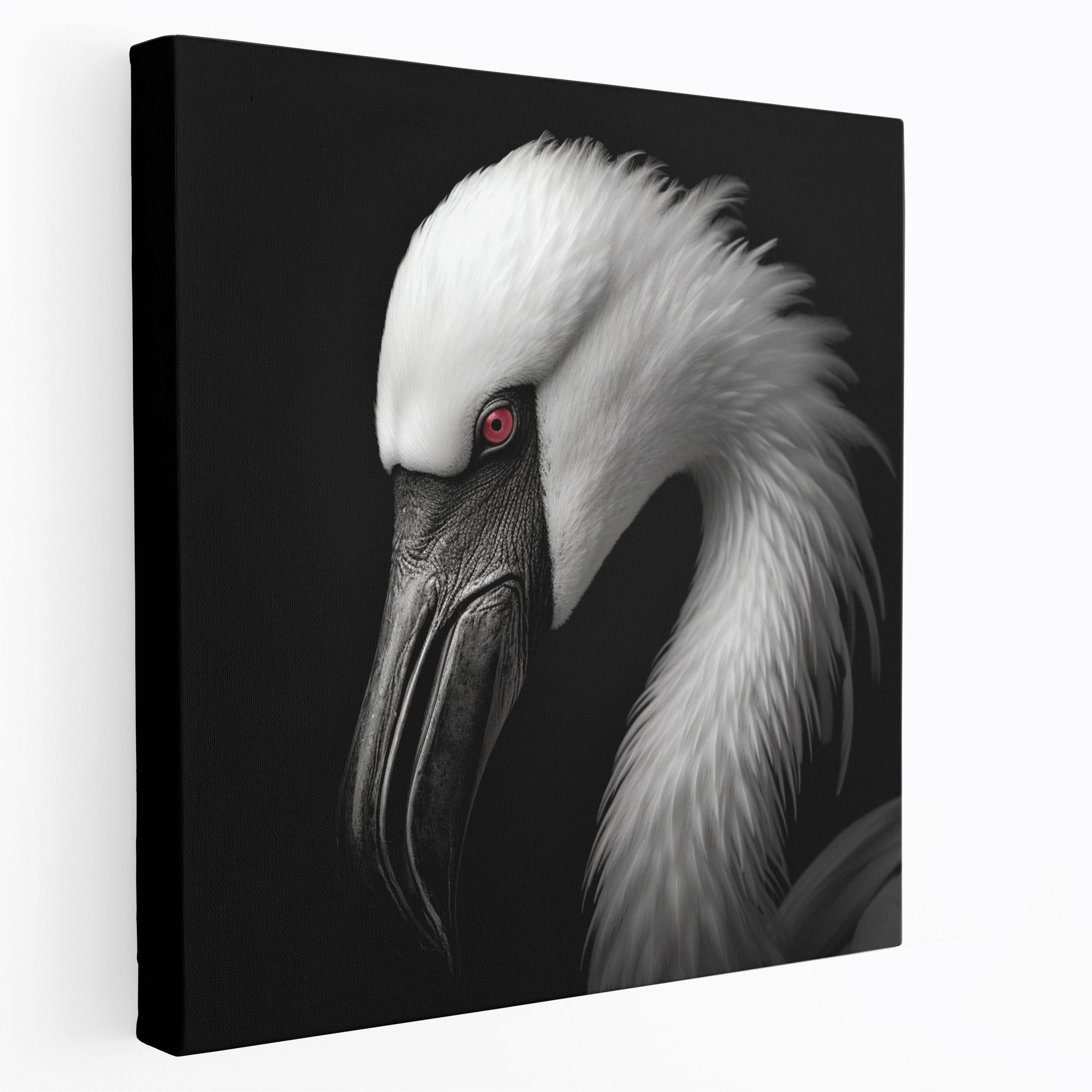 Flamingo Black And White Canvas Print - Flamingo, Elegance, Black And White Photography, Canvas Wall Art