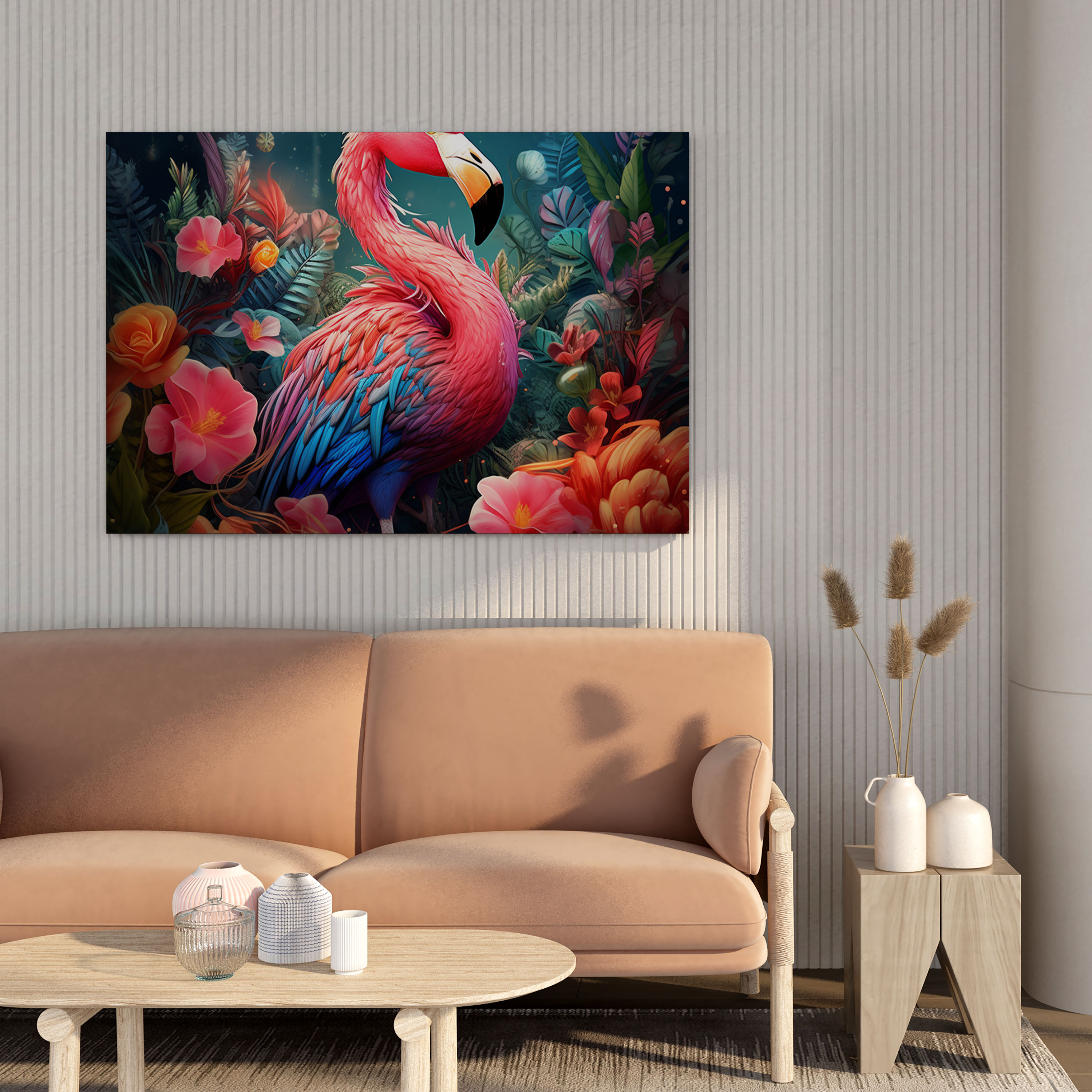 Flamingo Tropical Canvas Print - Flamingo, Flamingo, Digital Illustration, Tropical