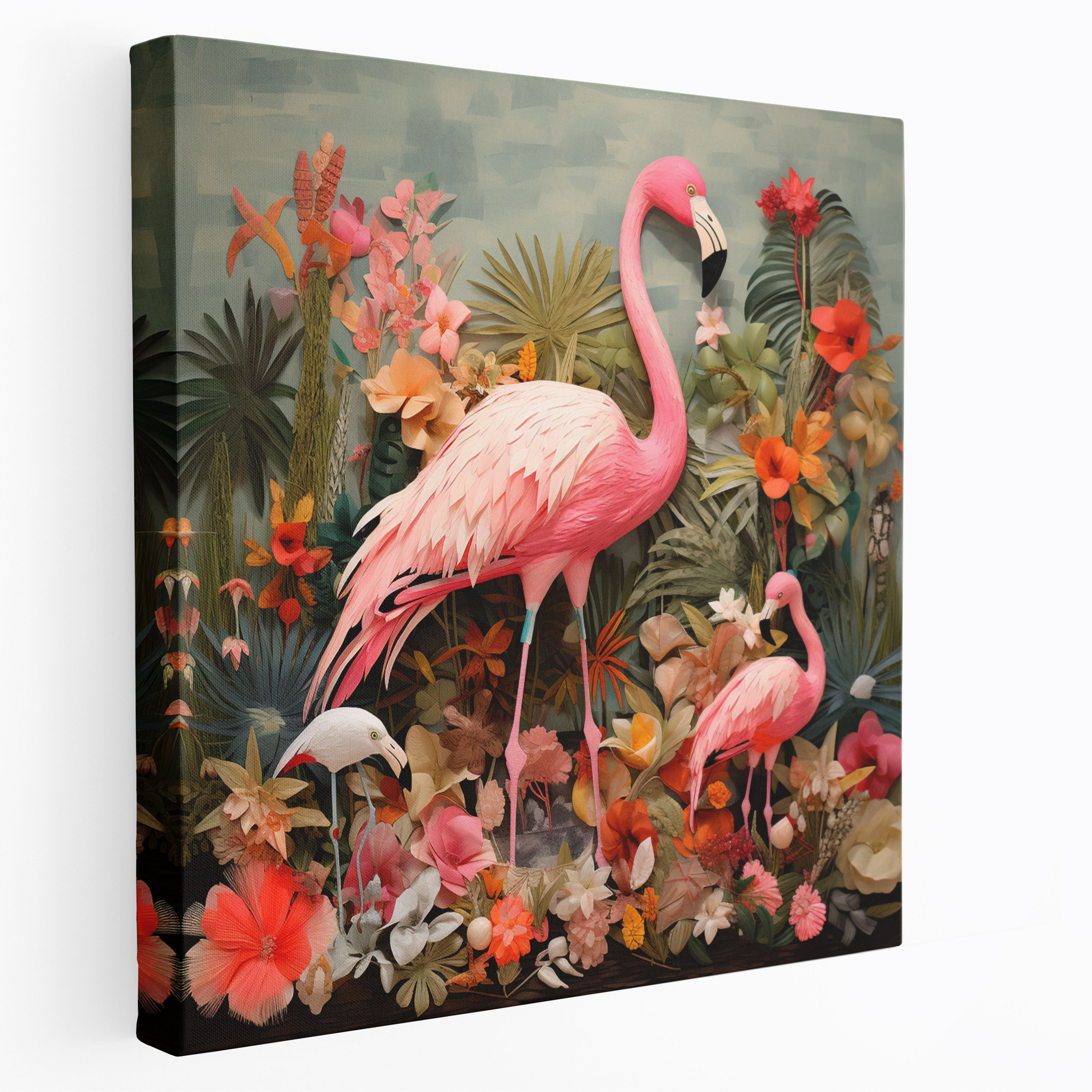 Whimsical Flamingo Collage Wall Art - Flamingo, Playful, Wall Art, Canvas