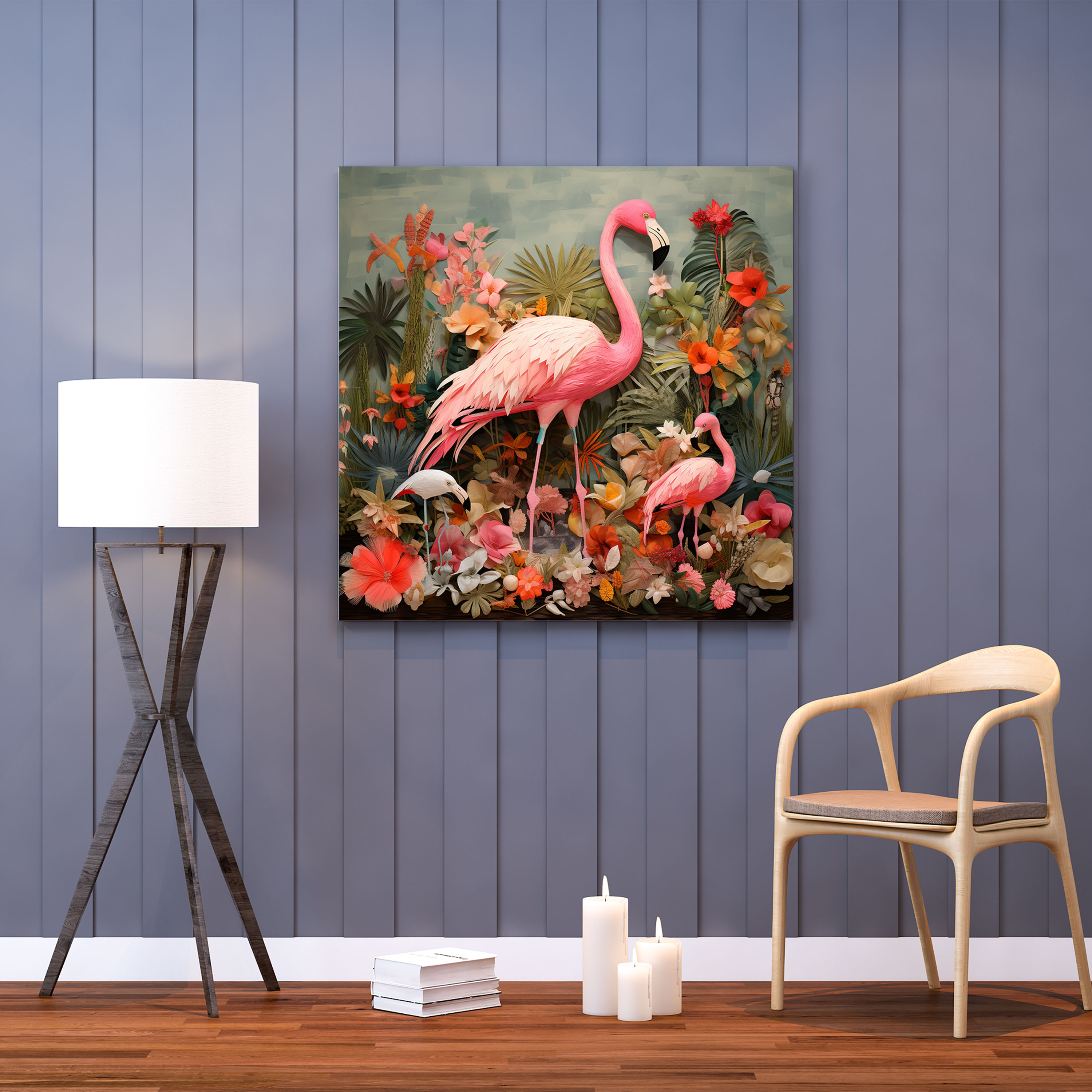 Whimsical Flamingo Collage Wall Art - Flamingo, Playful, Wall Art, Canvas