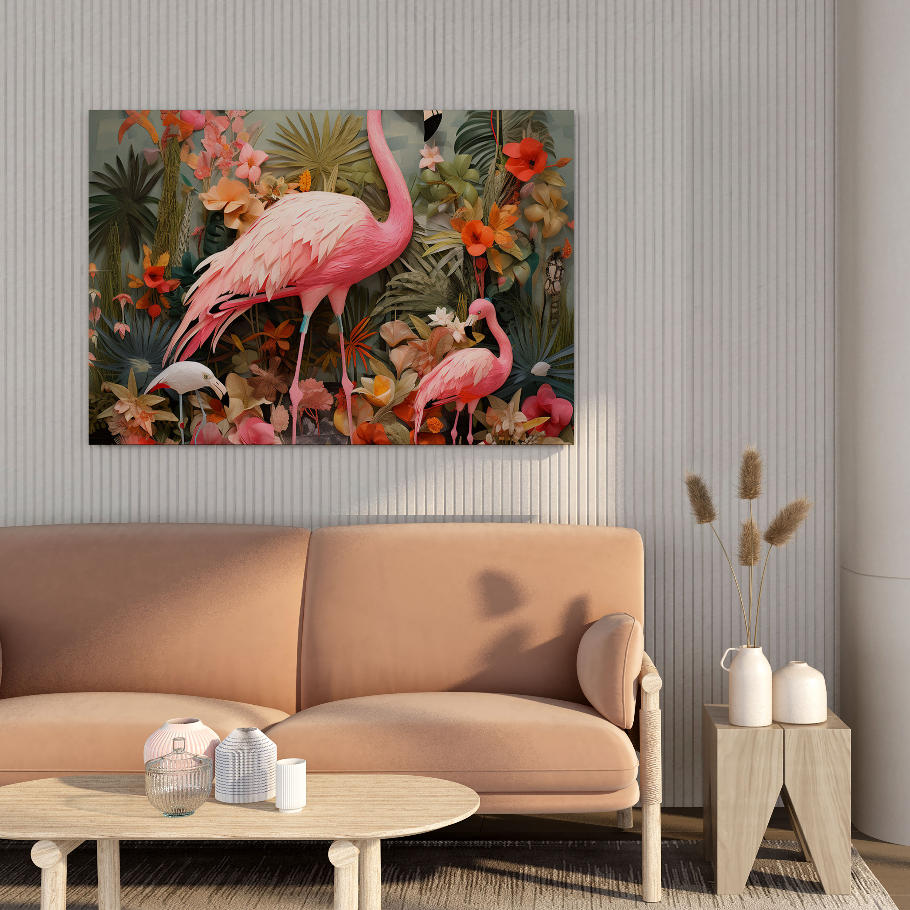 Whimsical Flamingo Collage Wall Art - Flamingo, Playful, Wall Art, Canvas