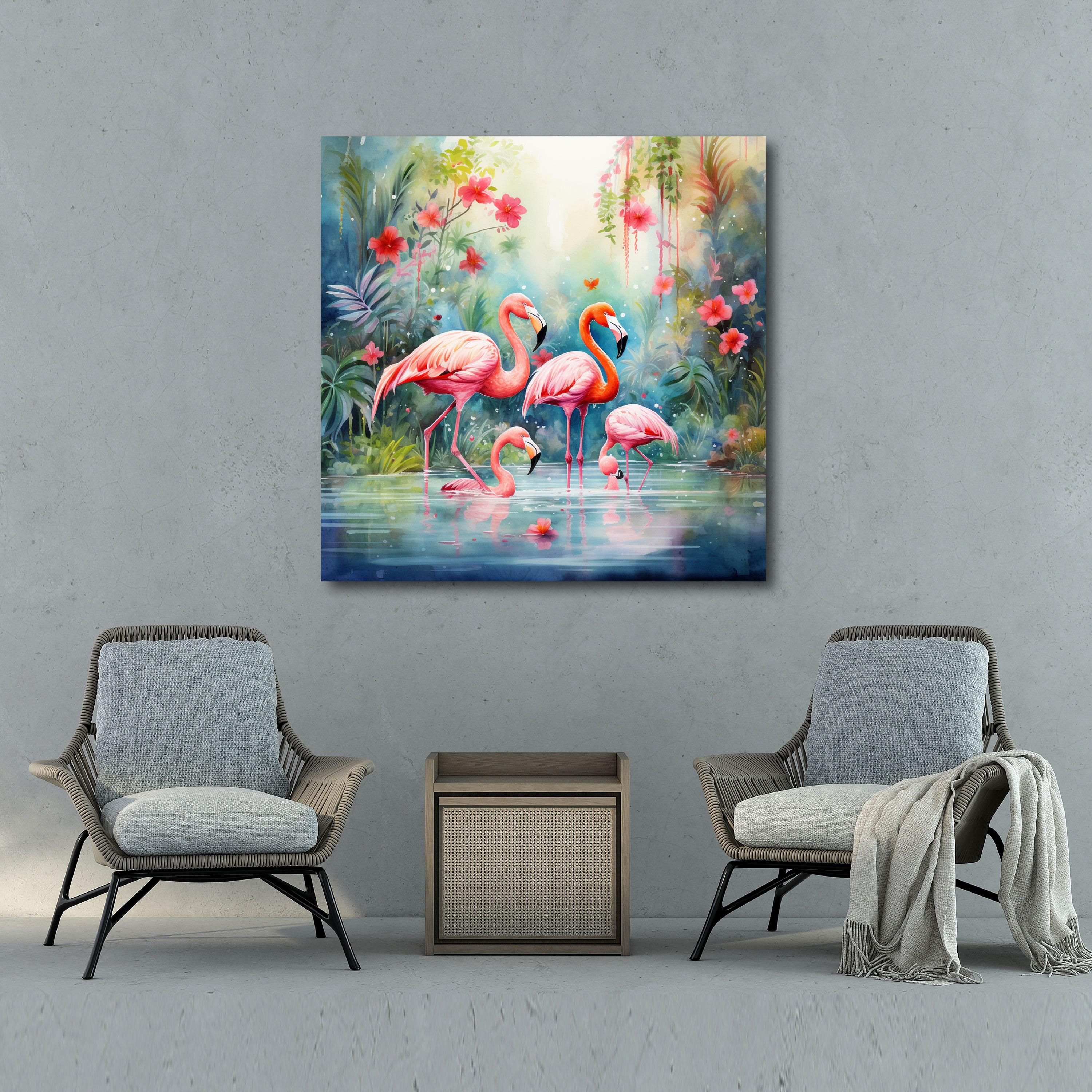 Whimsical Flamingo Canvas Print - Flamingo, Tropical Paradise, Home Decoration, Flamingo Wall Art