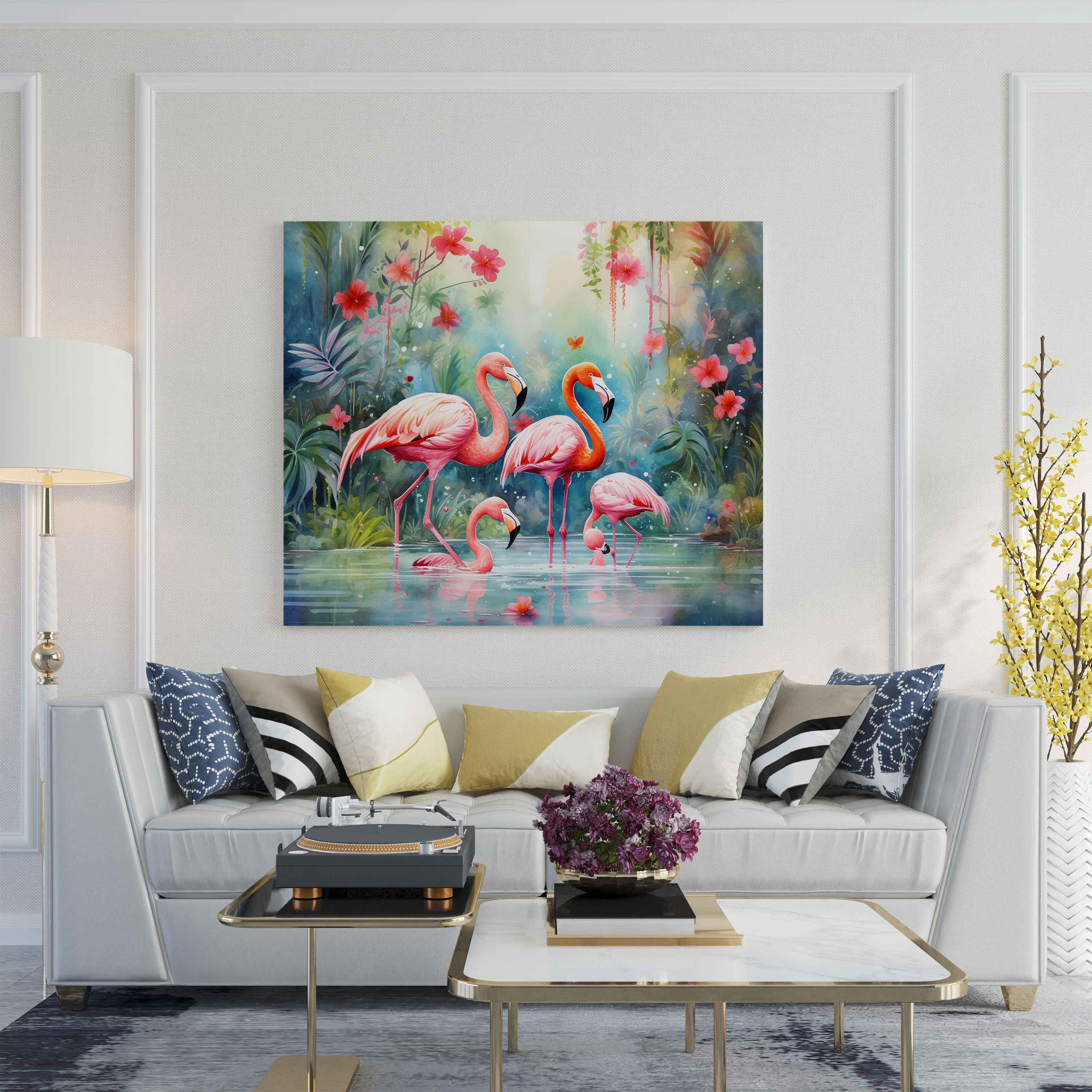 Whimsical Flamingo Canvas Print - Flamingo, Tropical Paradise, Home Decoration, Flamingo Wall Art