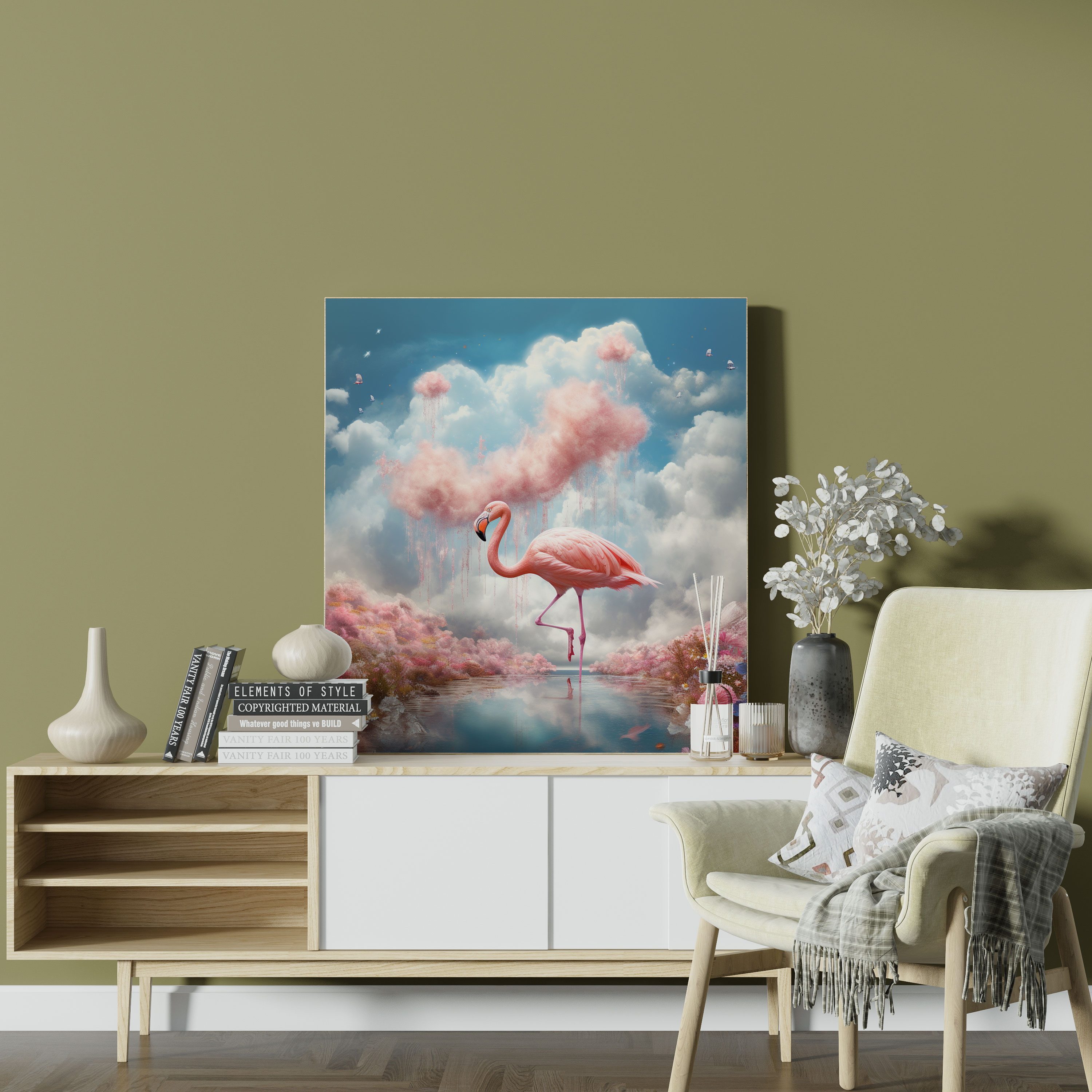 Surreal Flamingo Wall Art - Flamingo, Canvas Wall Art, Dreamlike Flamingo, Flamingo Wall Decoration