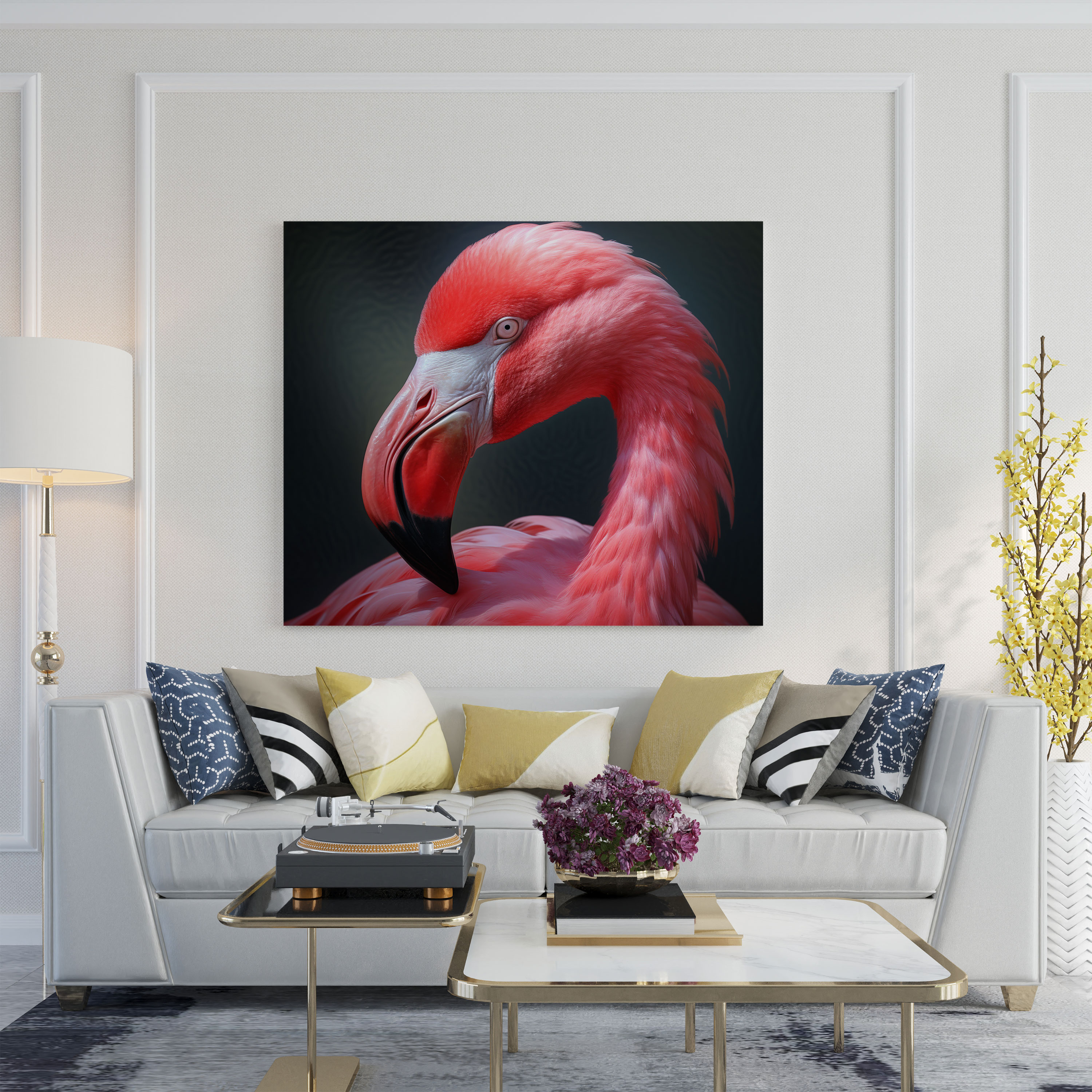 Photorealistic Flamingo Wall Art - Flamingo, Flamingo Wall Decoration, Flamingo Canvas Print, Home Decoration