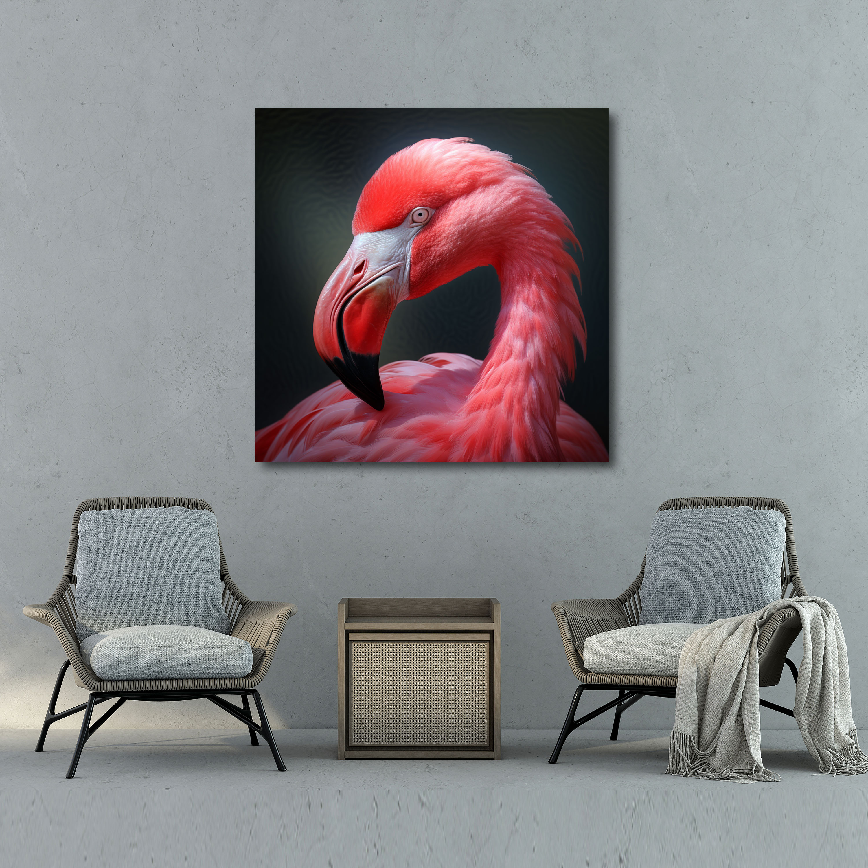 Photorealistic Flamingo Wall Art - Flamingo, Flamingo Wall Decoration, Flamingo Canvas Print, Home Decoration