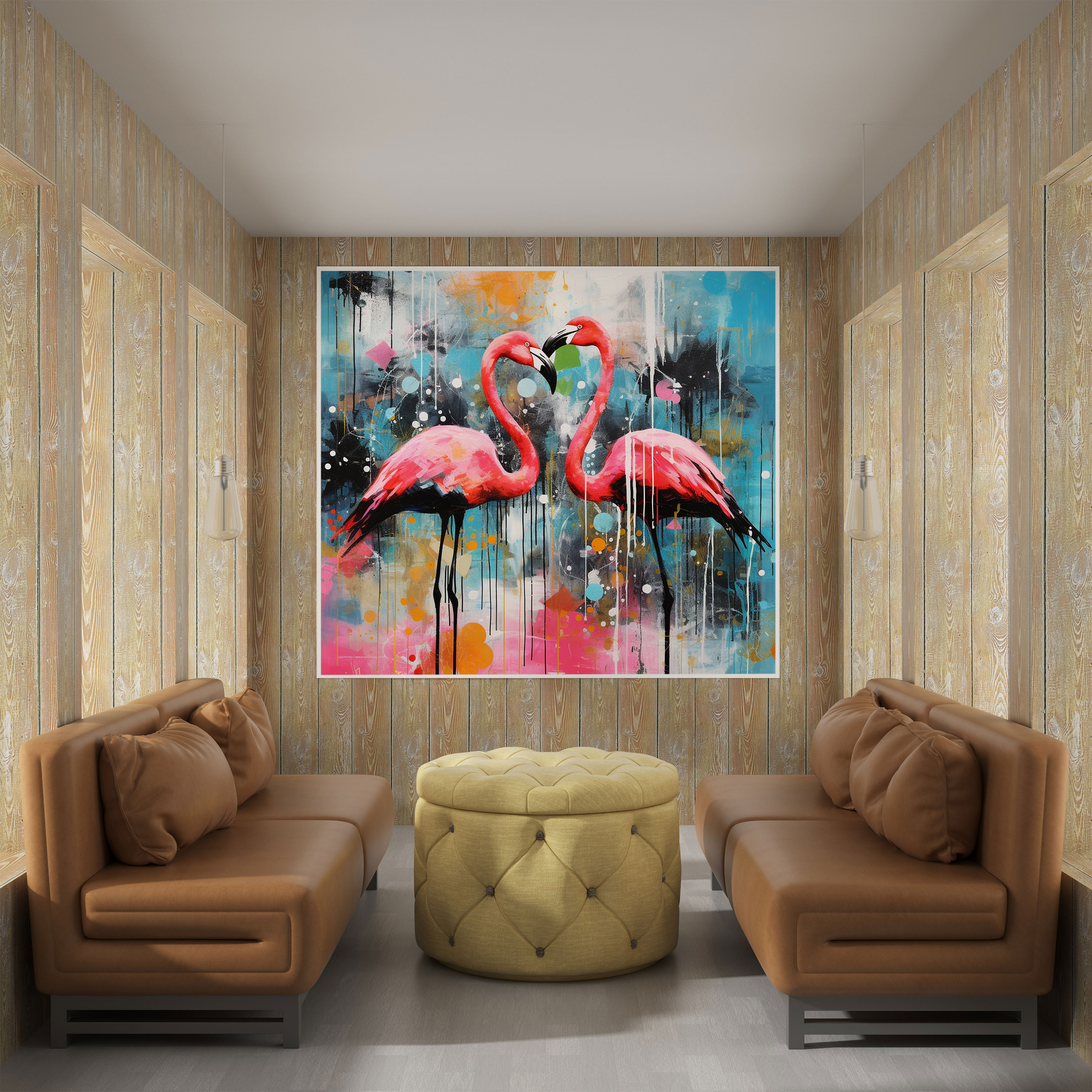 Abstract Flamingo Canvas Print - Flamingo, Modern Decor, Home Decoration, Abstract Artwork