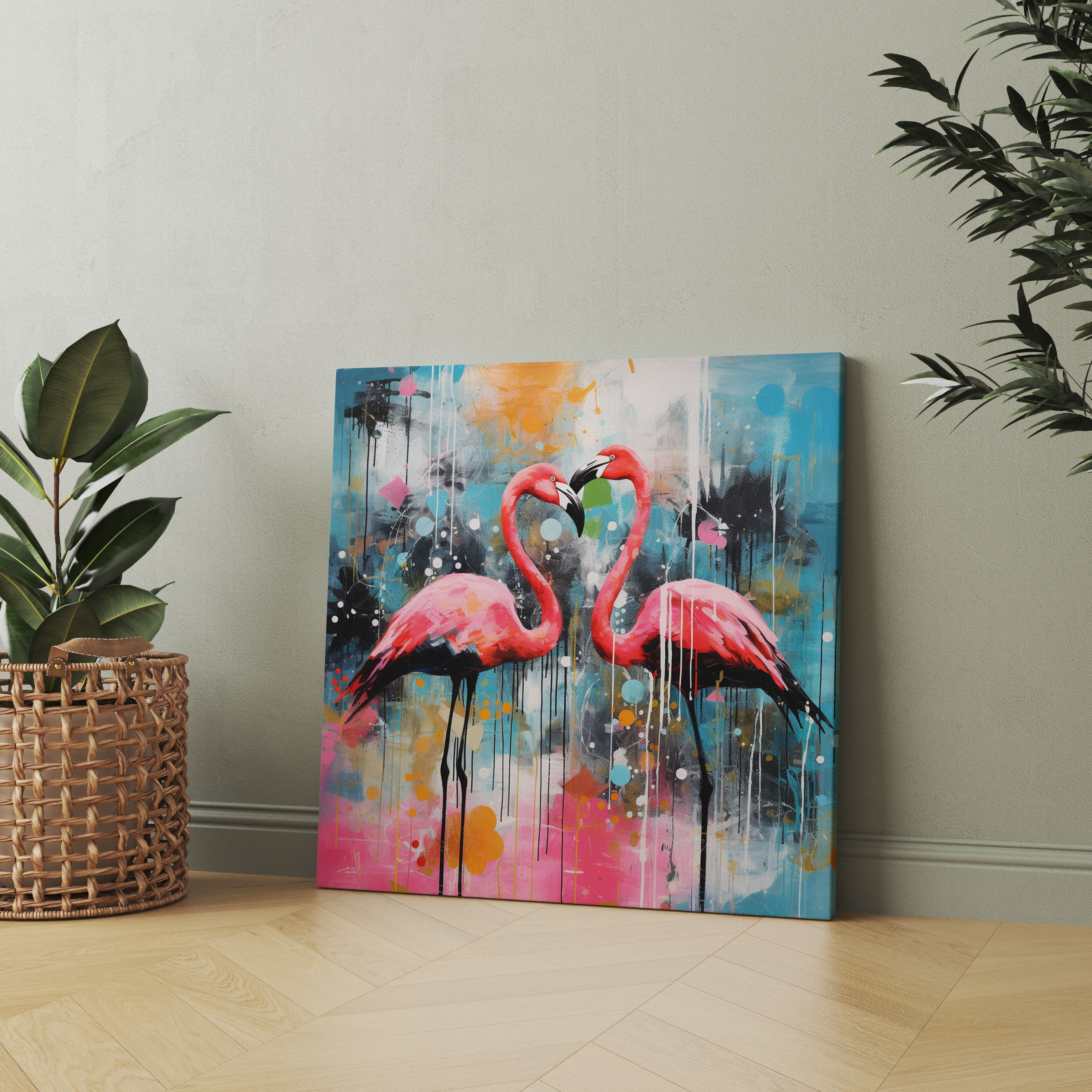 Abstract Flamingo Canvas Print - Flamingo, Modern Decor, Home Decoration, Abstract Artwork