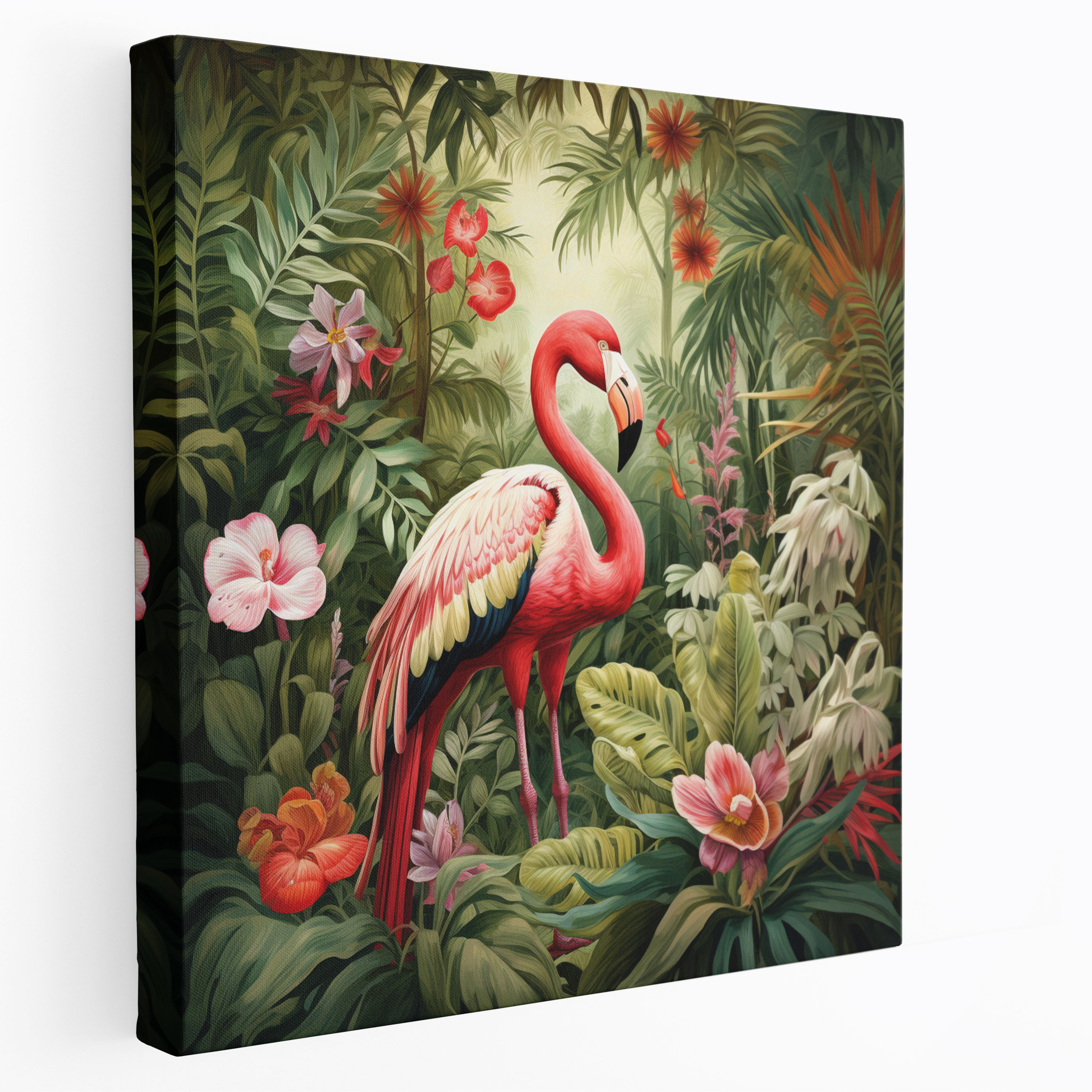 Botanical Flamingo Wall Decoration - Flamingo, Canvas Wall Art, Home Decoration, Botanical Illustration