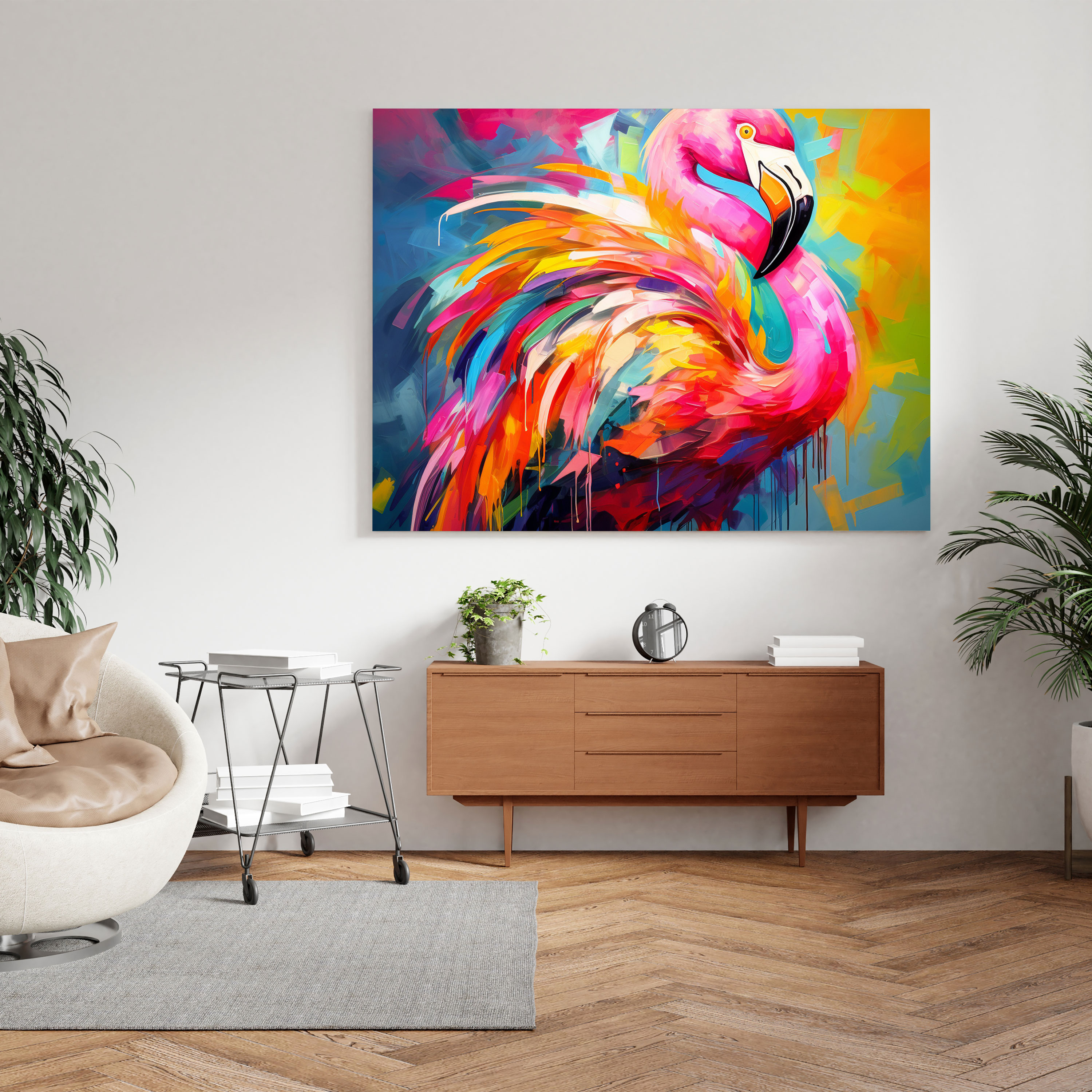 Flamingo Canvas Print - Abstract - Flamingo, Canvas Wall Art, Flamingo Canvas Print, Home Decoration