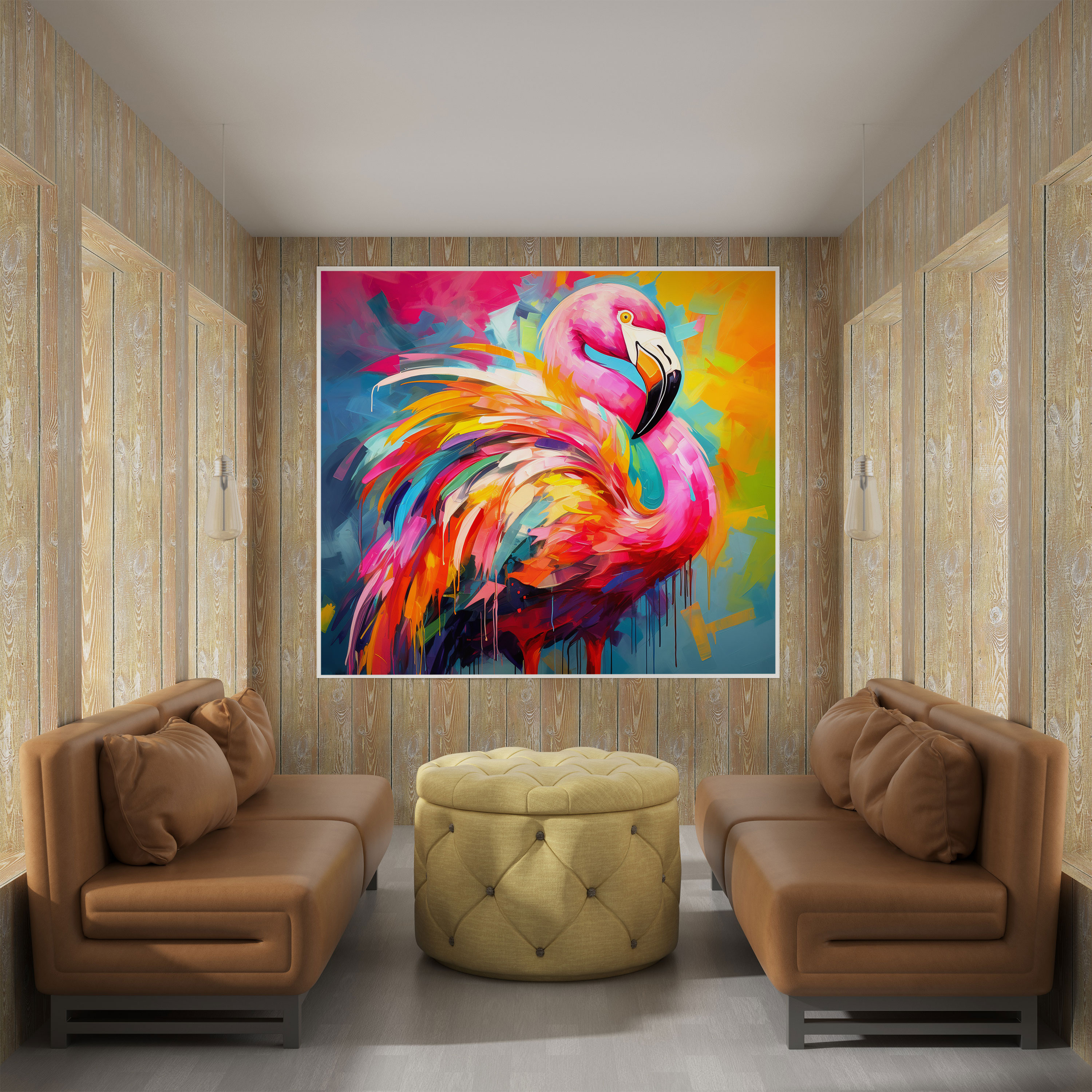 Flamingo Canvas Print - Abstract - Flamingo, Canvas Wall Art, Flamingo Canvas Print, Home Decoration