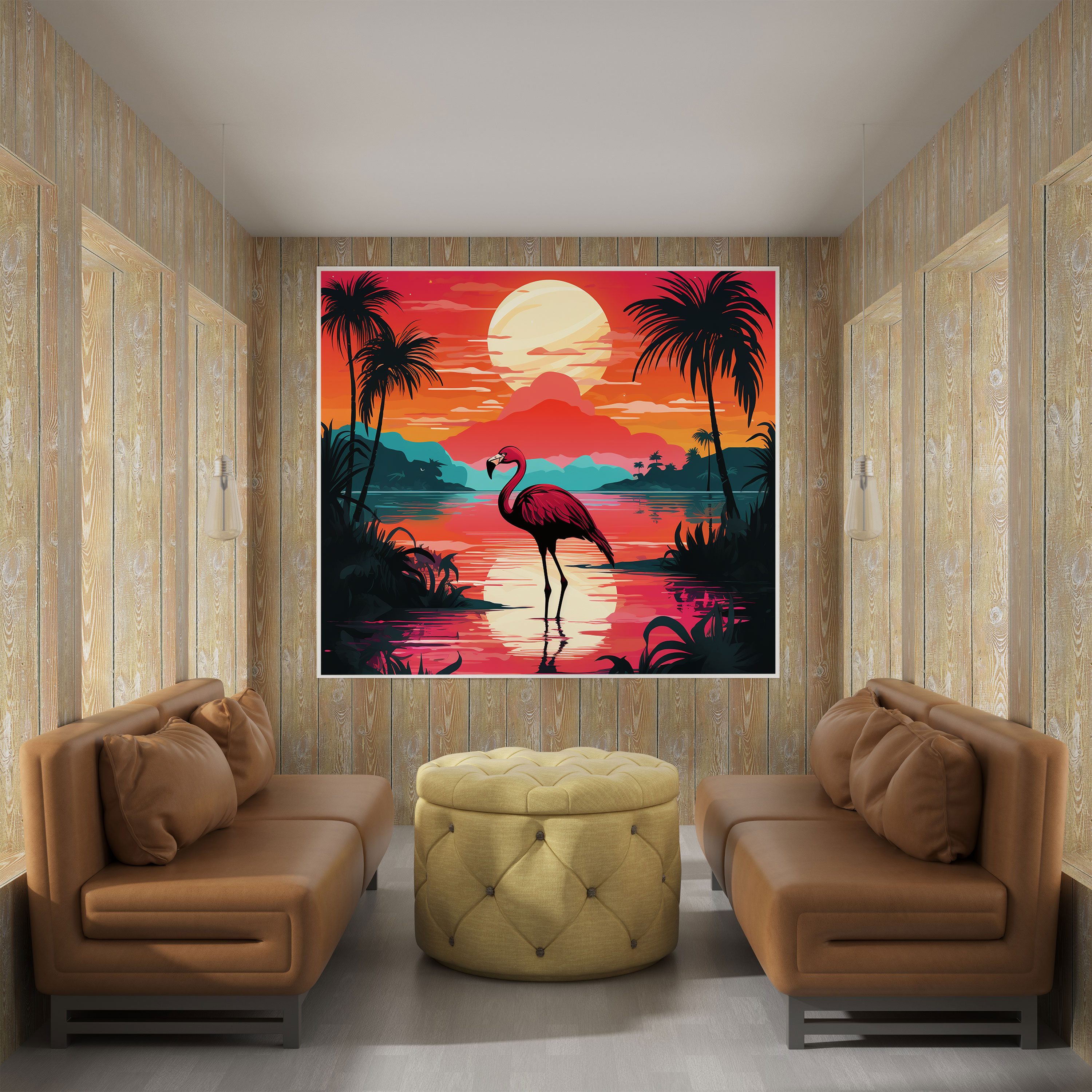 Flamingo Canvas Print - Tropical Silhouette - Flamingo, Home Decoration, Wall Decoration, Canvas Wall Art