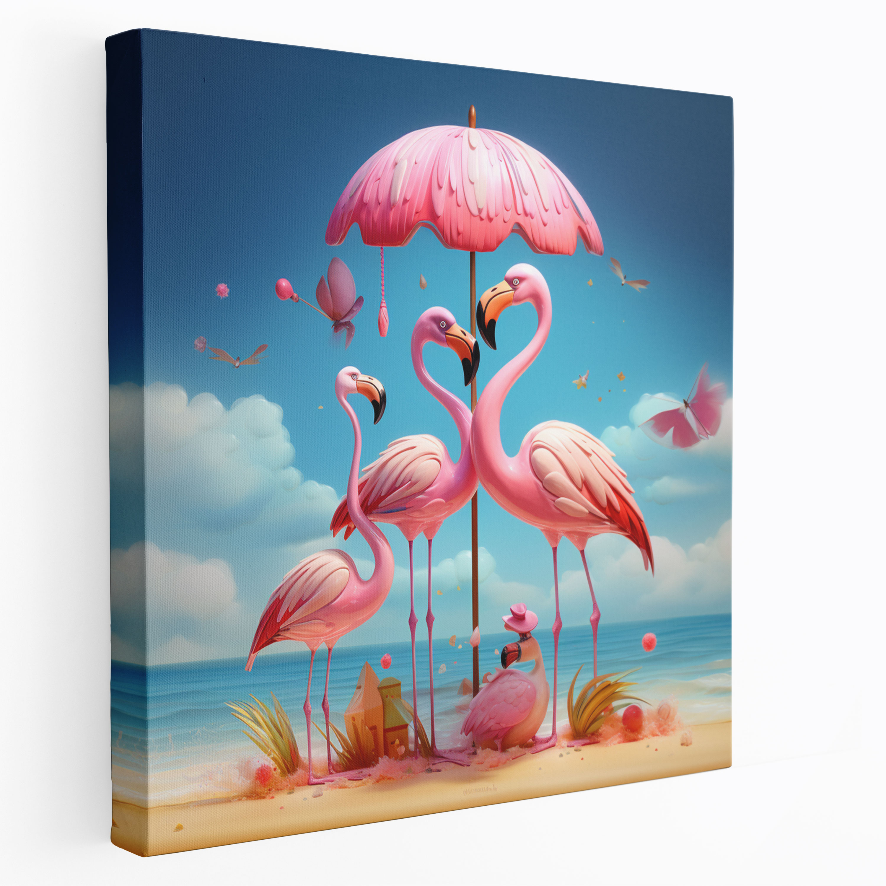 Flamingo Wall Art - Beach Family - Flamingo, Canvas, Wall Decoration, Home Decoration