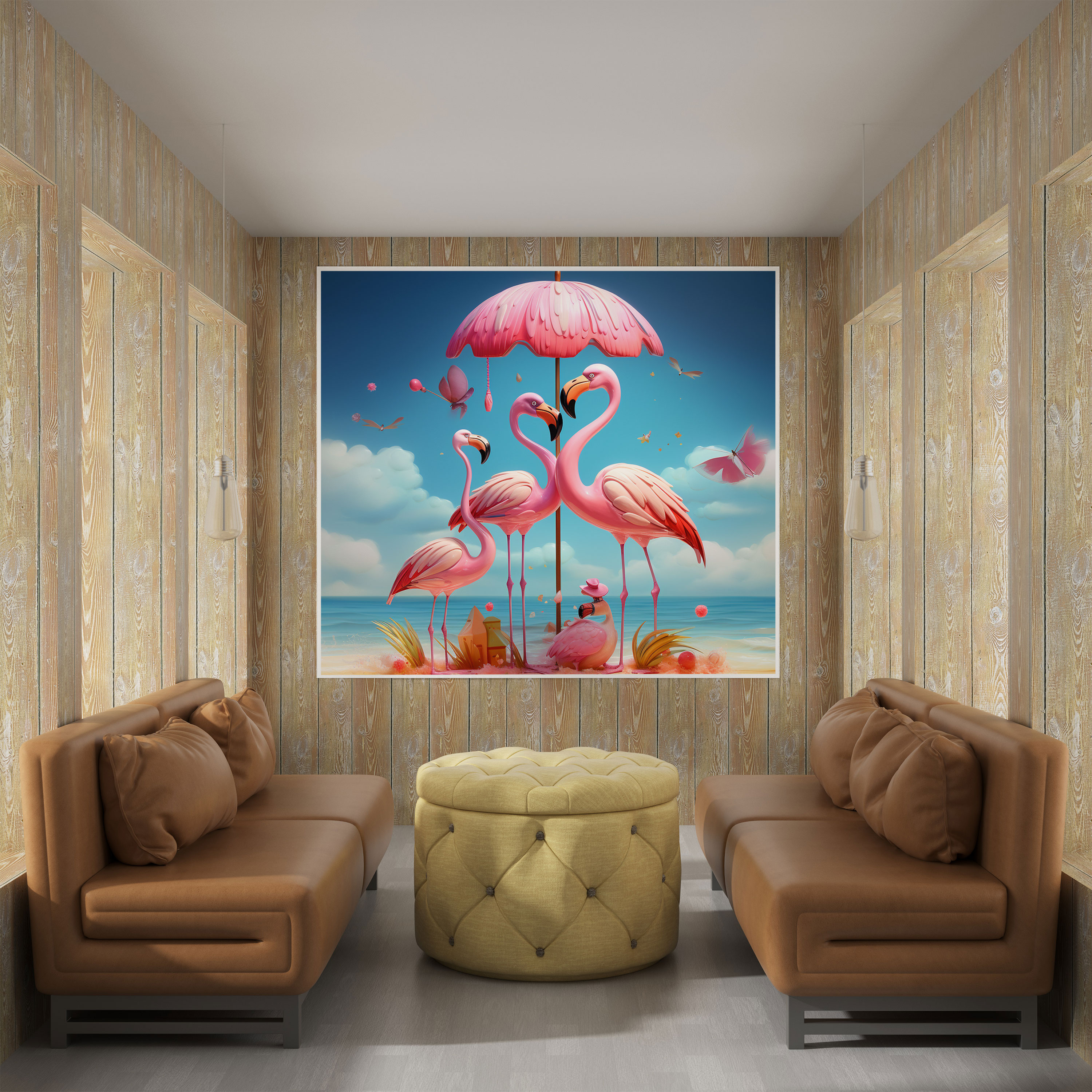 Flamingo Wall Art - Beach Family - Flamingo, Canvas, Wall Decoration, Home Decoration