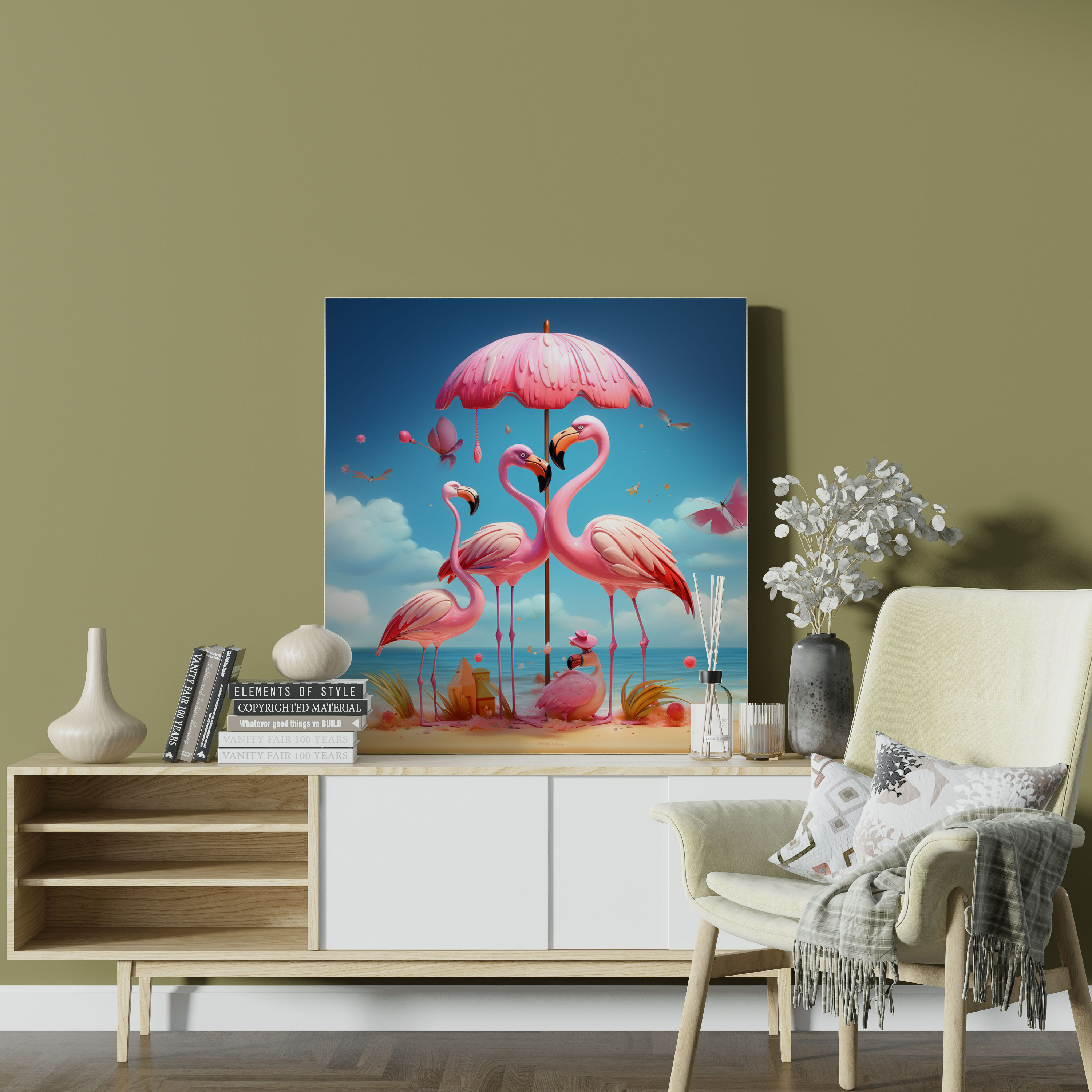Flamingo Wall Art - Beach Family - Flamingo, Canvas, Wall Decoration, Home Decoration