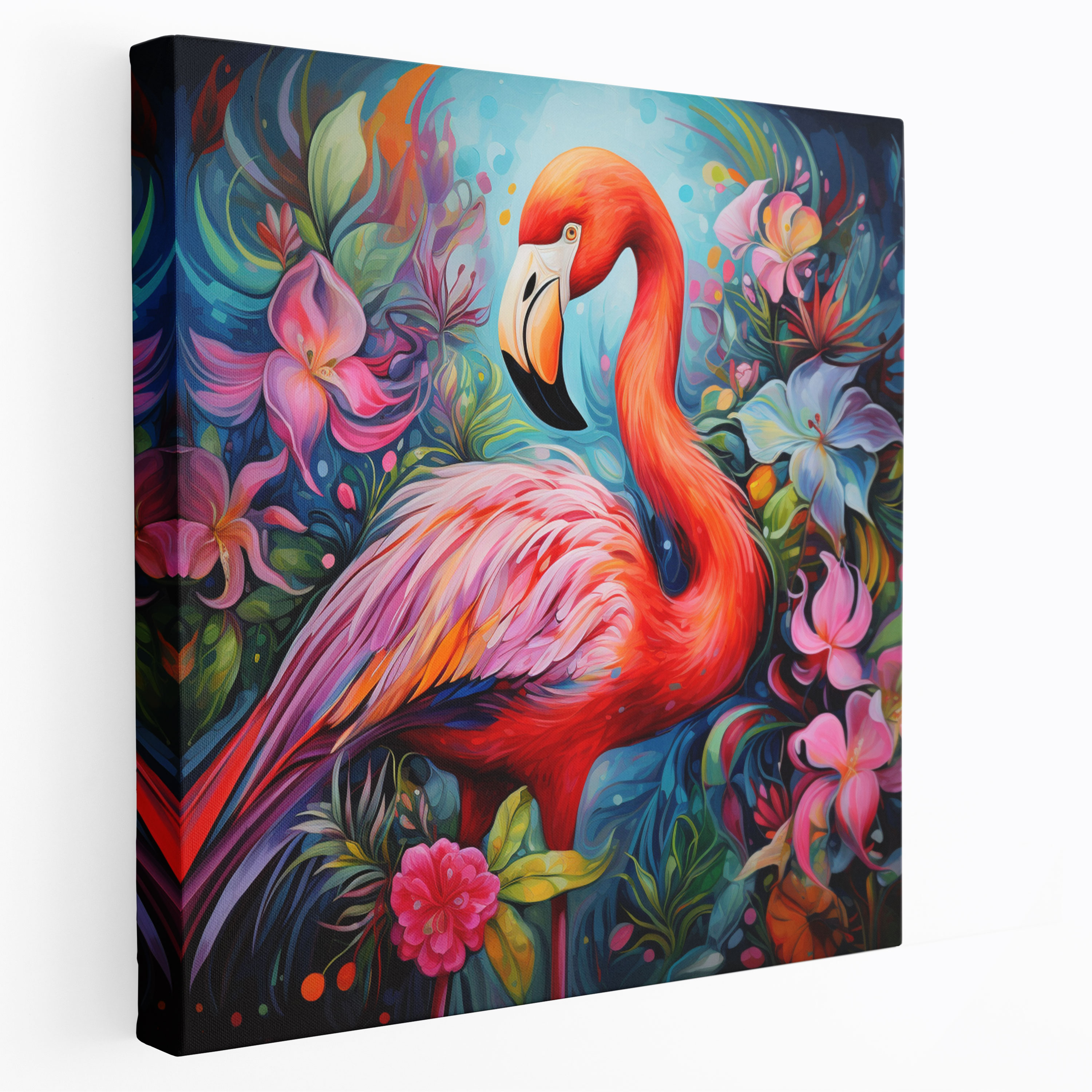 Flamingo Canvas Print - Flamingo, Canvas, Tropical, Flowers