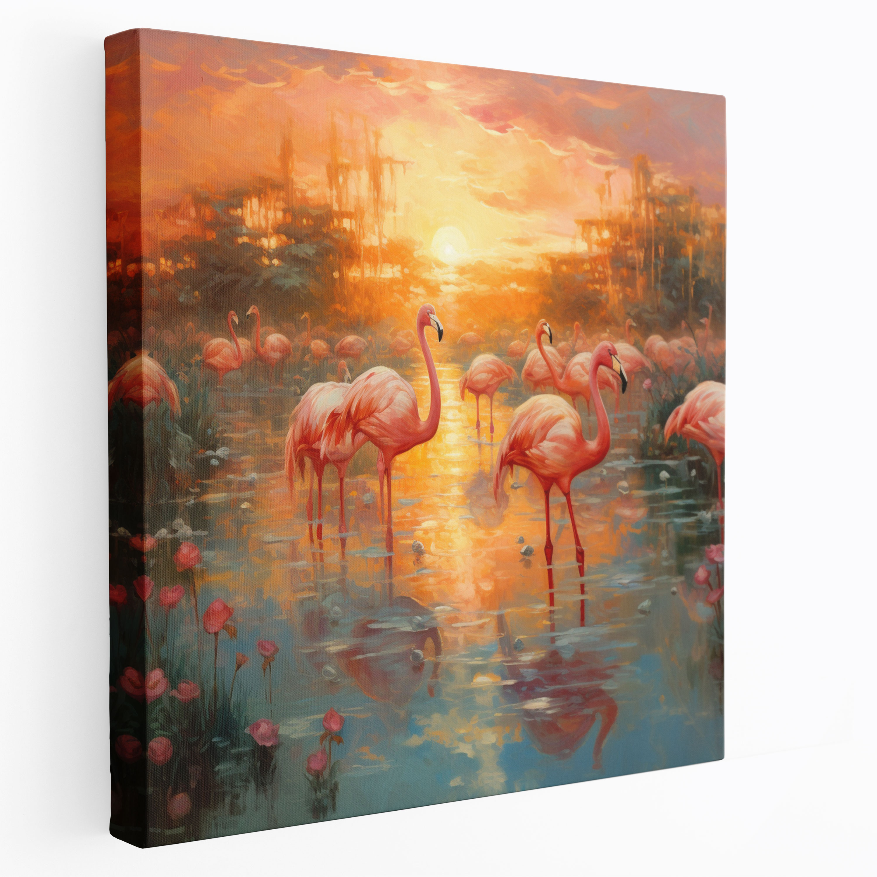 Flamingo Canvas Print - Flamingo, Tranquility, Canvas, Ethereal Brushstrokes