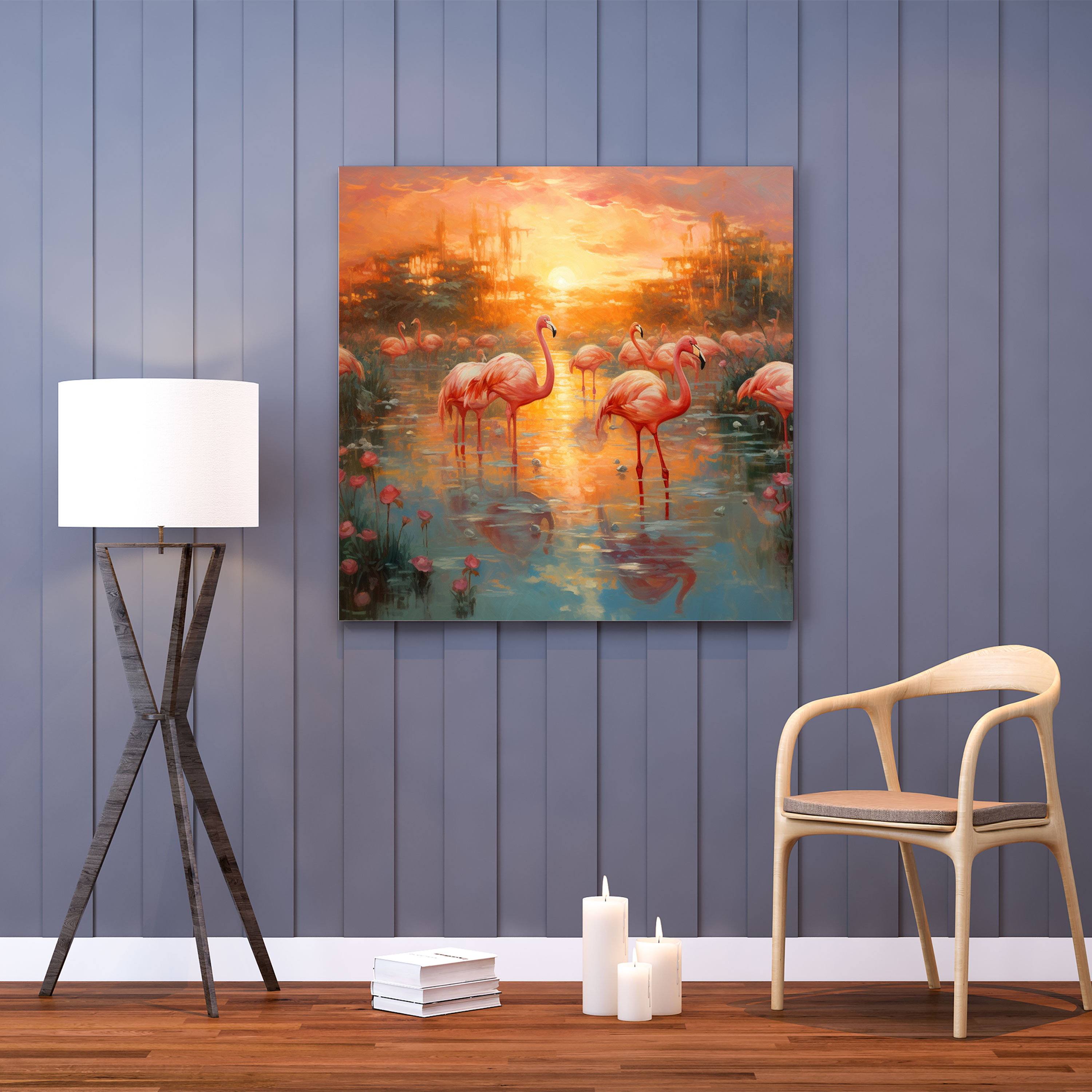 Flamingo Canvas Print - Flamingo, Tranquility, Canvas, Ethereal Brushstrokes