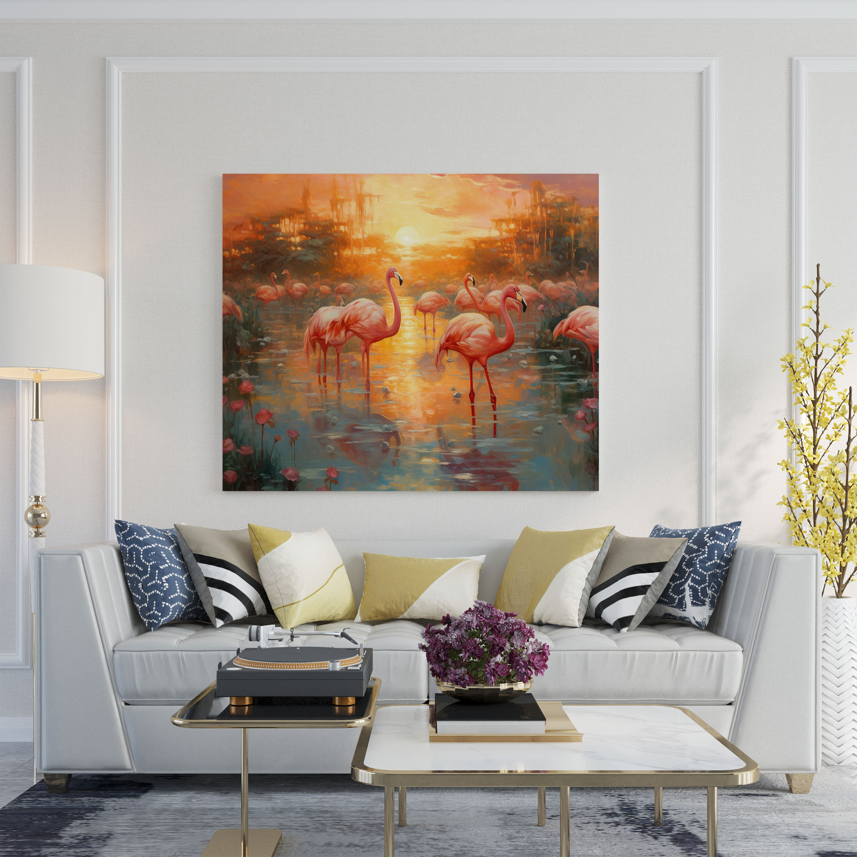 Flamingo Canvas Print - Flamingo, Tranquility, Canvas, Ethereal Brushstrokes