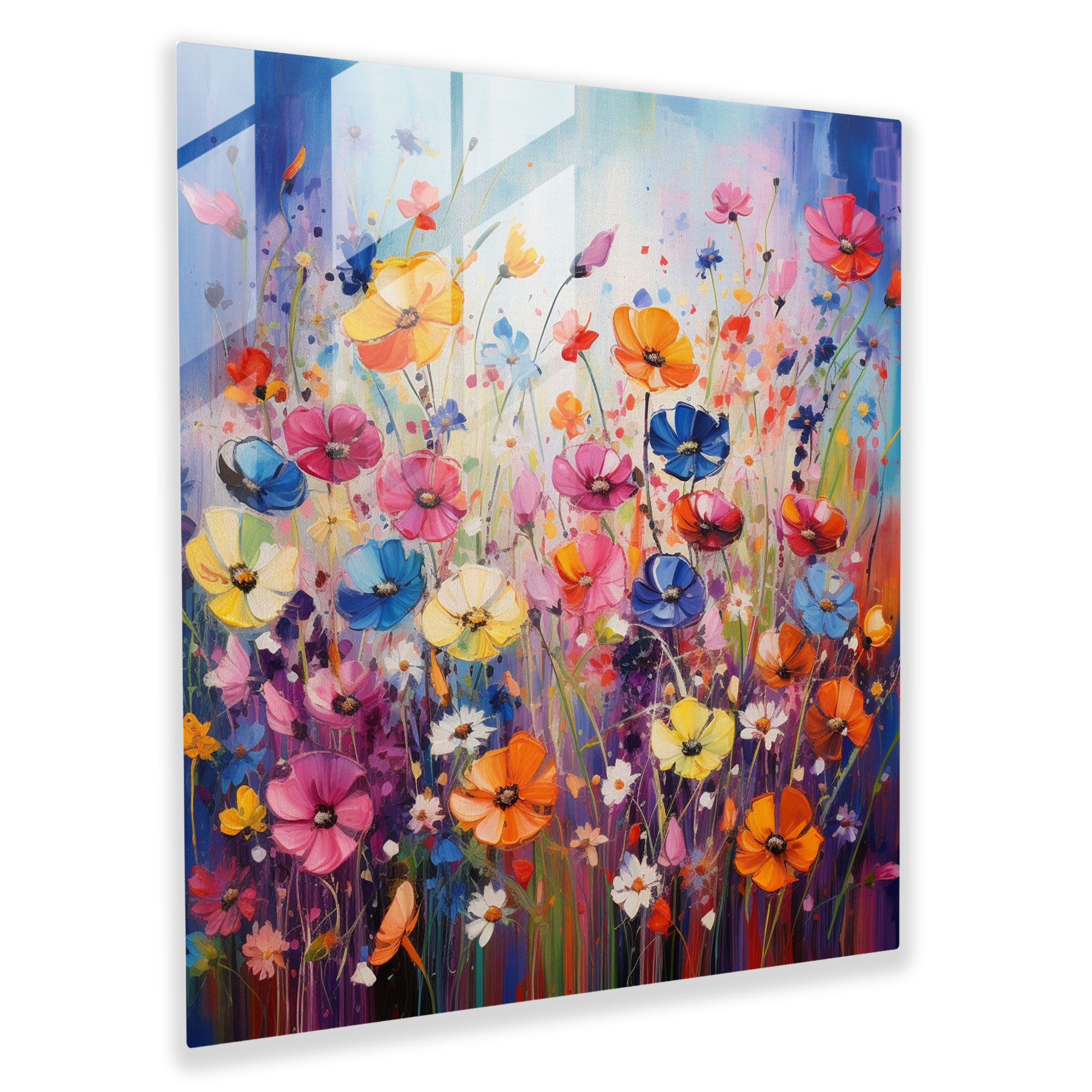 Exquisite Glass Print of Vibrant Wildflower Field - Glass Wall Art Home Decoration