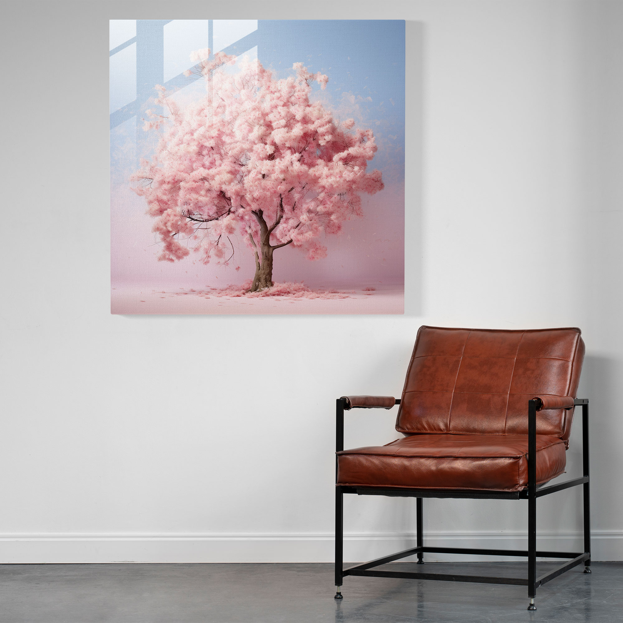 Contemporary Glass Print of Blooming Cherry Blossom - Glass Wall Art Home Decoration