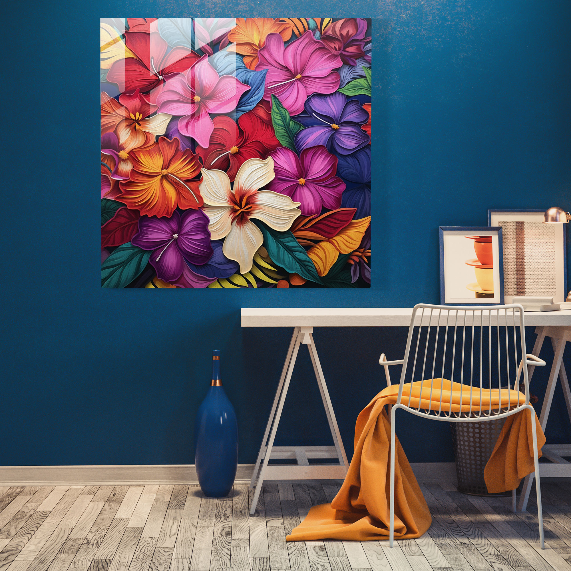 Moderne Glasbilder inspiriert von tropischen Blumen - Dekoration für Zuhause in Glaswandkunst