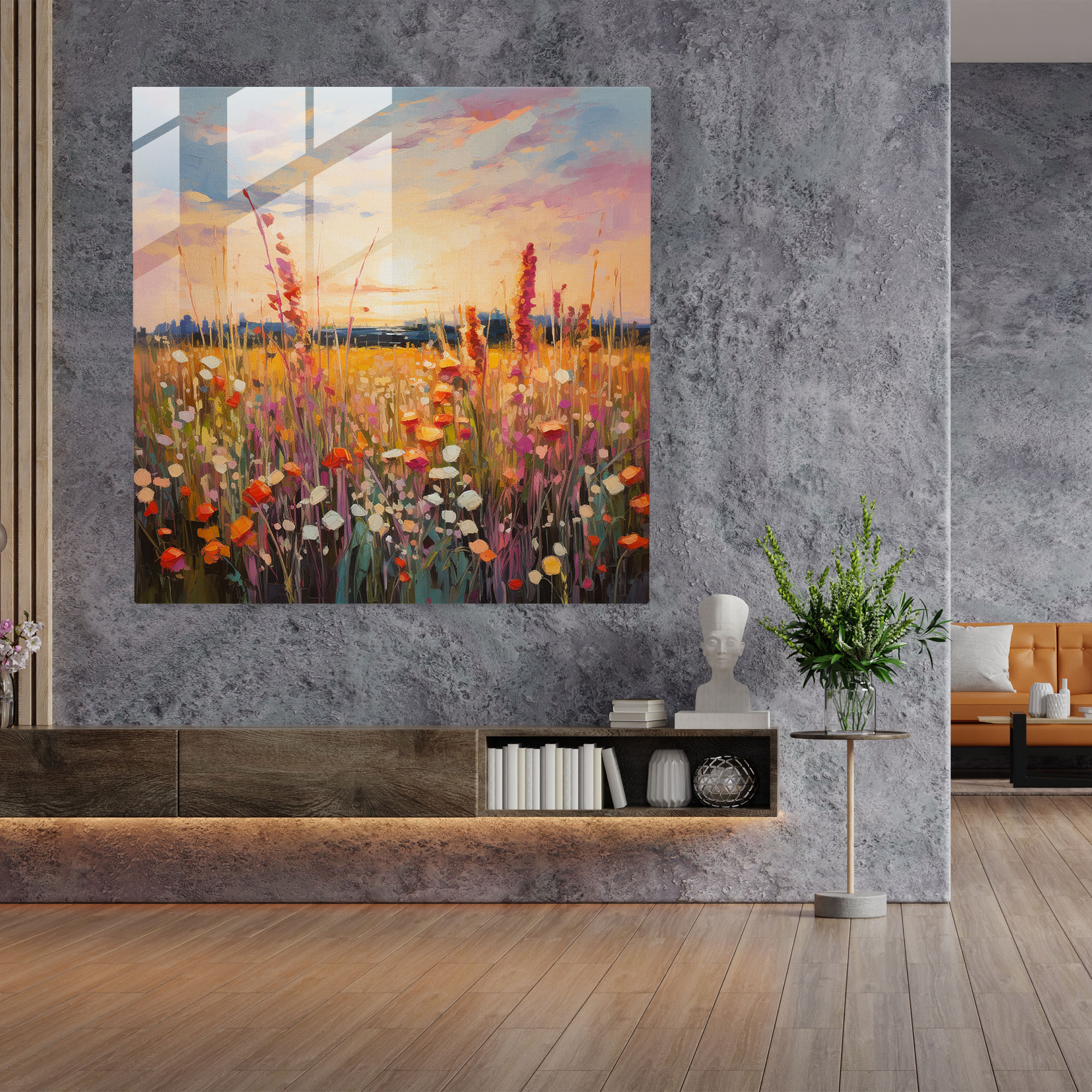 Vibrant Abstract Wildflower Glass Print Wall Art
