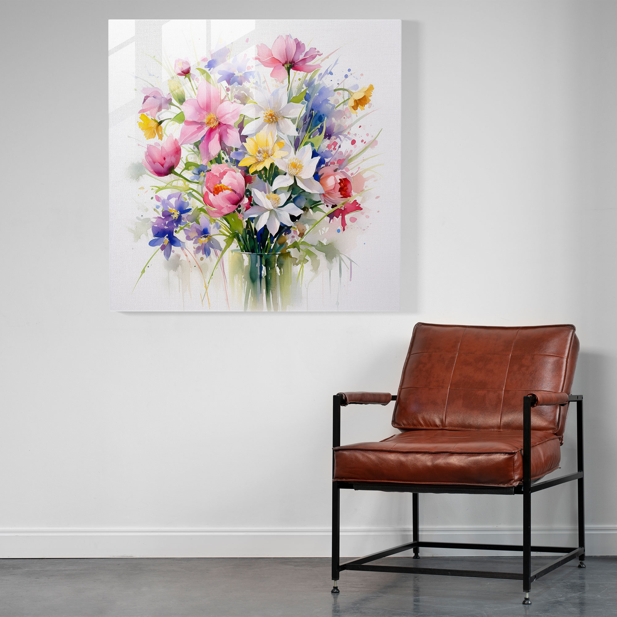 Graceful Watercolor Spring Blooms Glass Print