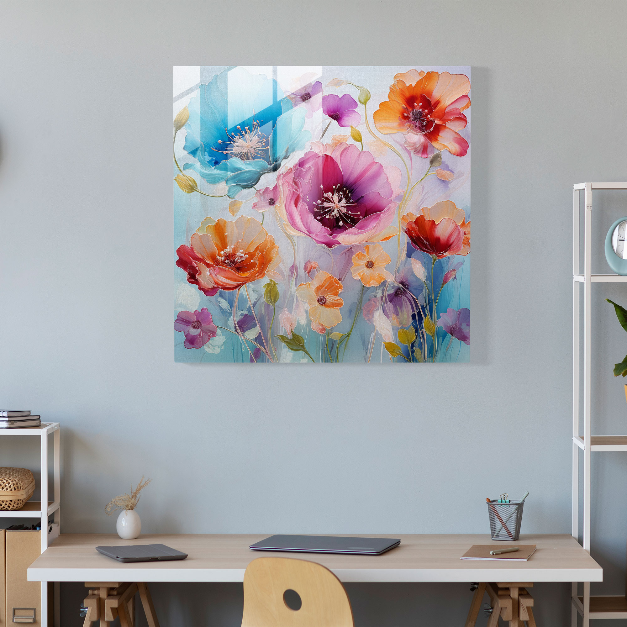 Whimsical Wildflower Garden Glass Wall Art Decor