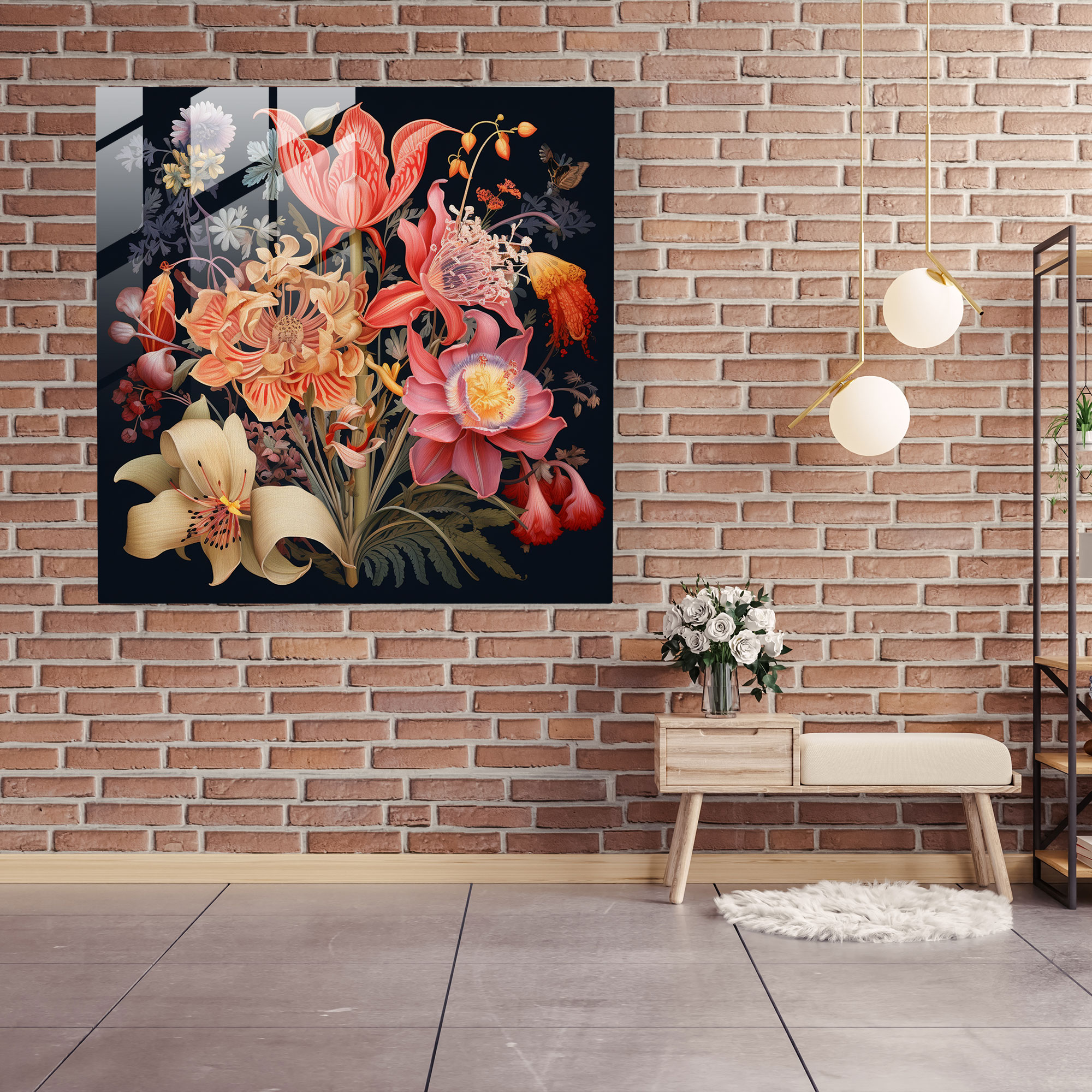 Exquisite Glass Print of Botanical Diversity for Botanical Wall Decoration