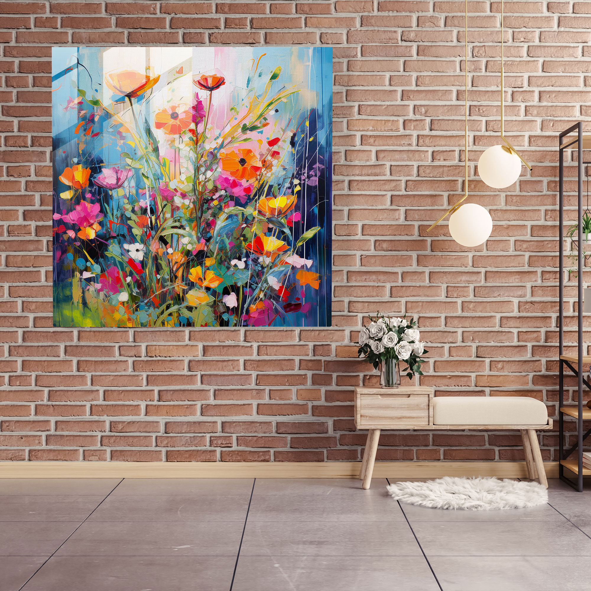 Vibrant Blossoms Glass Print