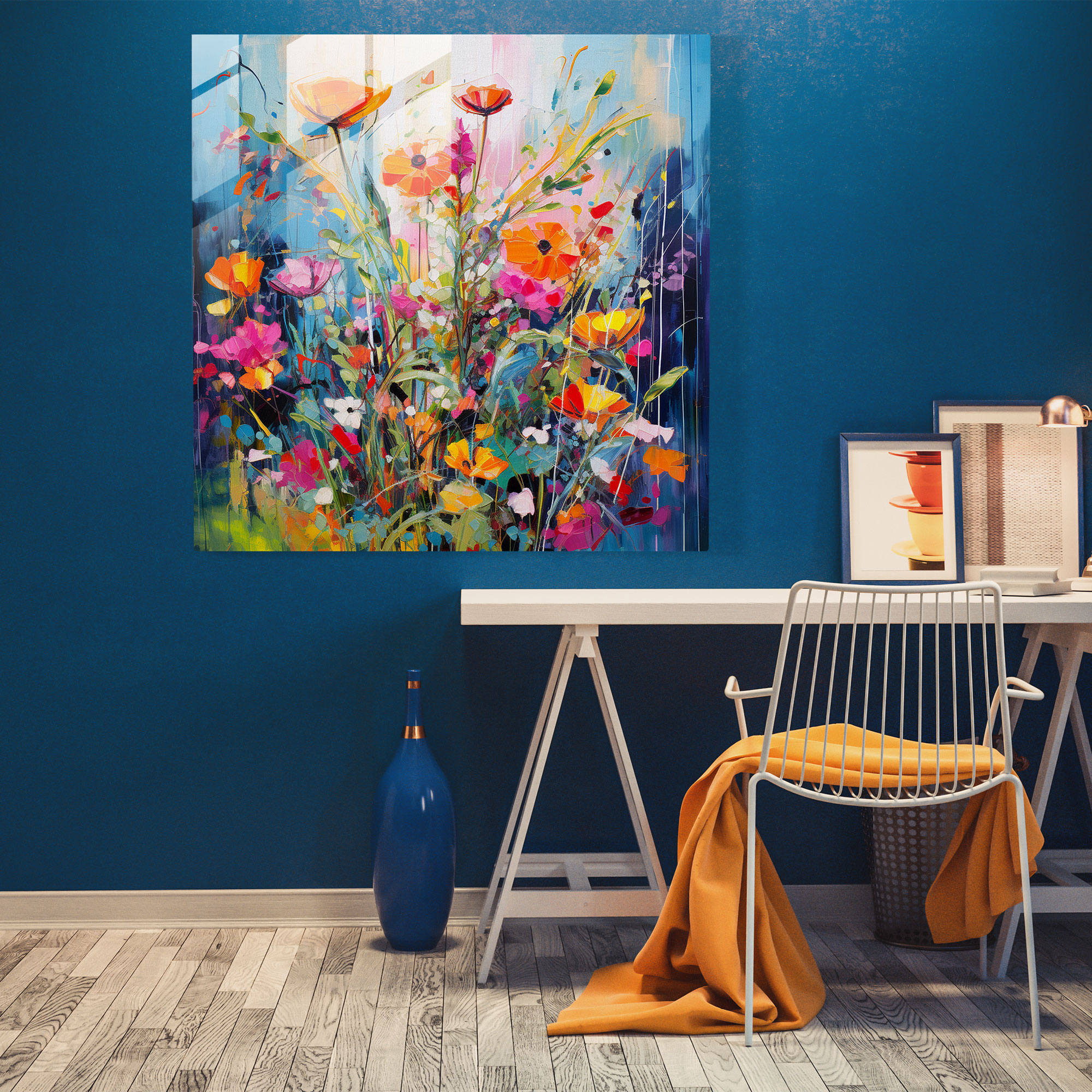 Vibrant Blossoms Glass Print
