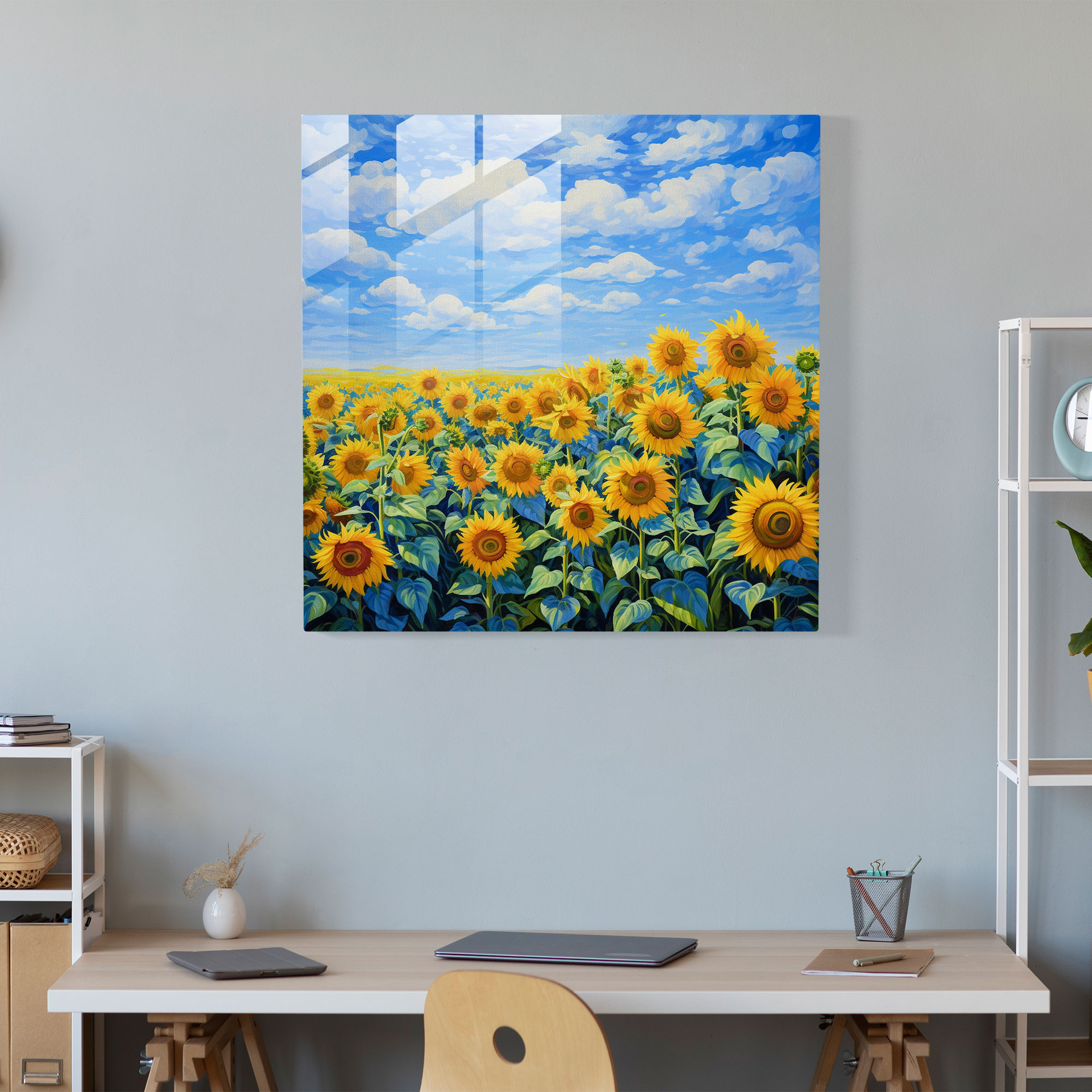 Sunflower Serenity Glass Print