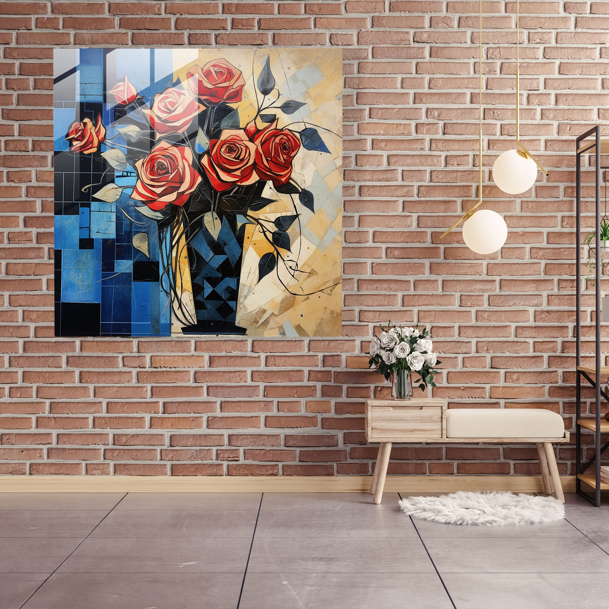 Elegant Rose Bouquet Glass Print