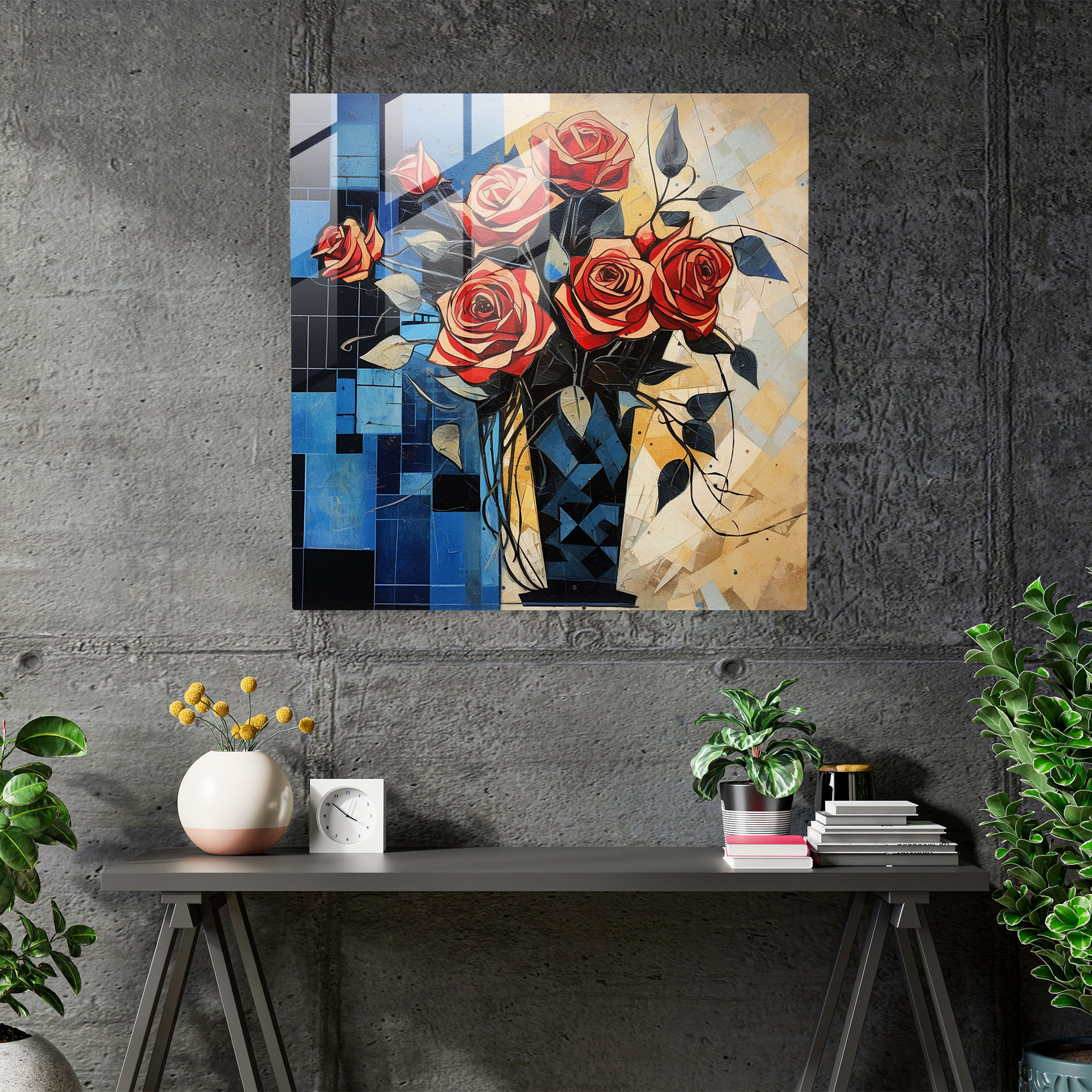Elegant Rose Bouquet Glass Print