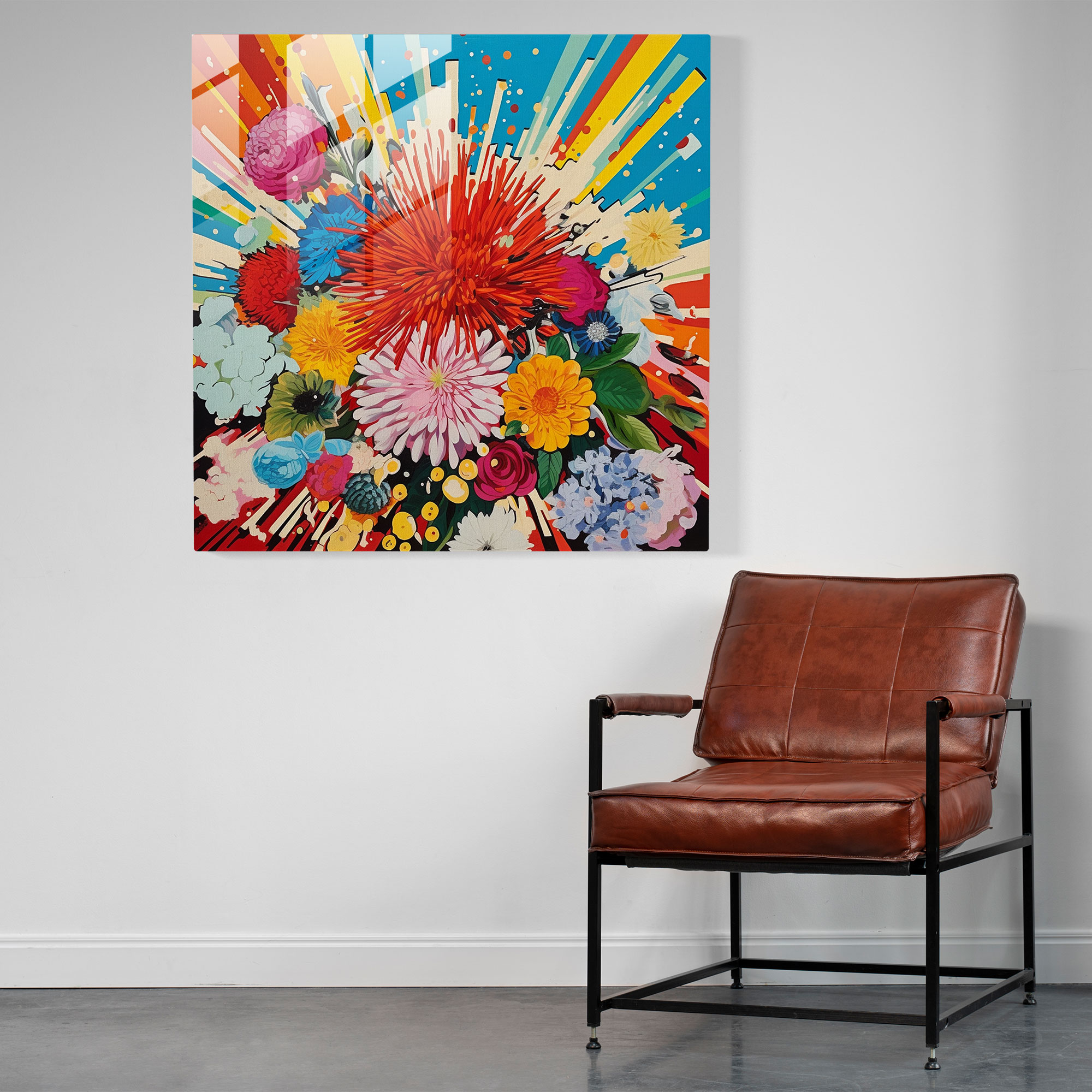 Colorful Explosion Glass Print