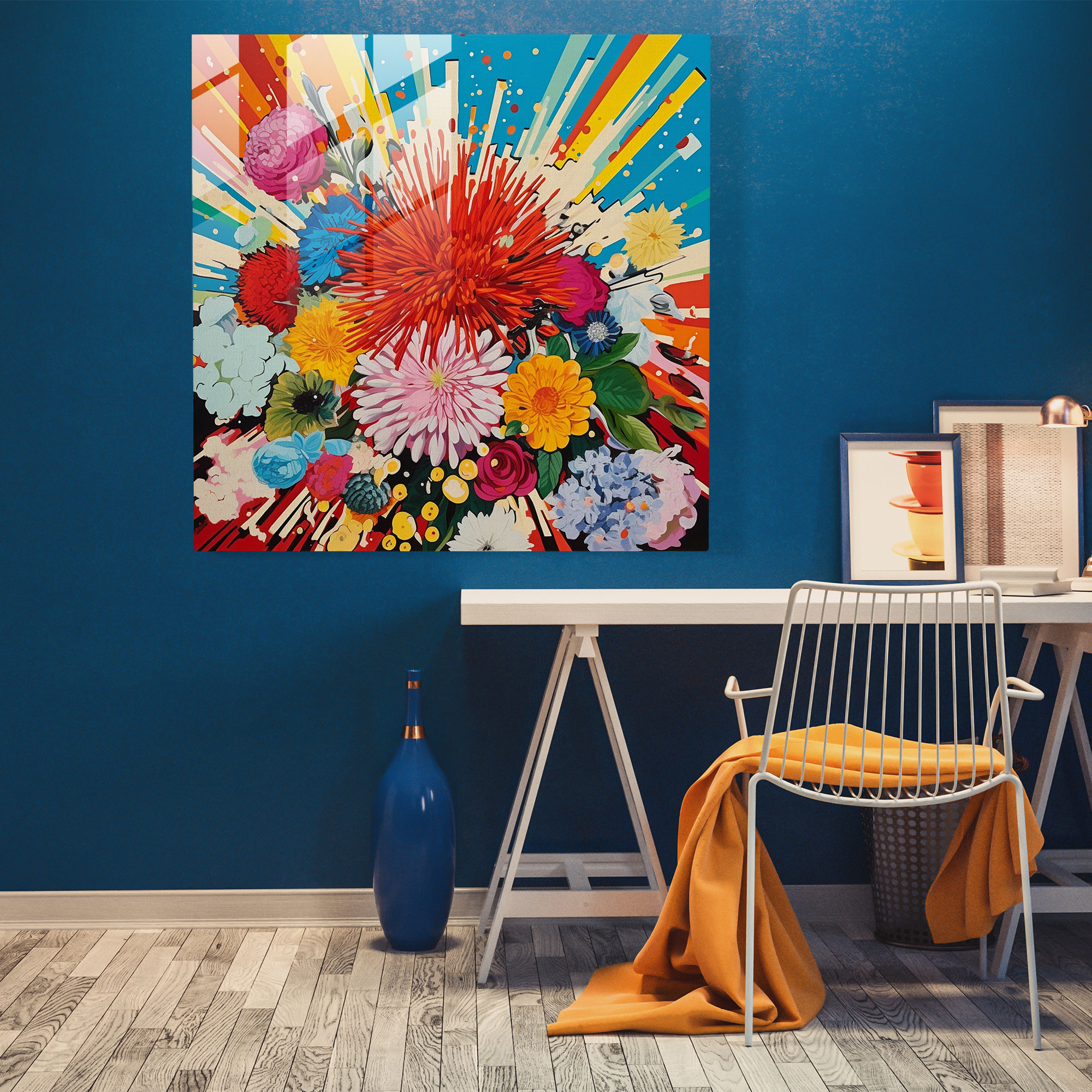 Colorful Explosion Glass Print