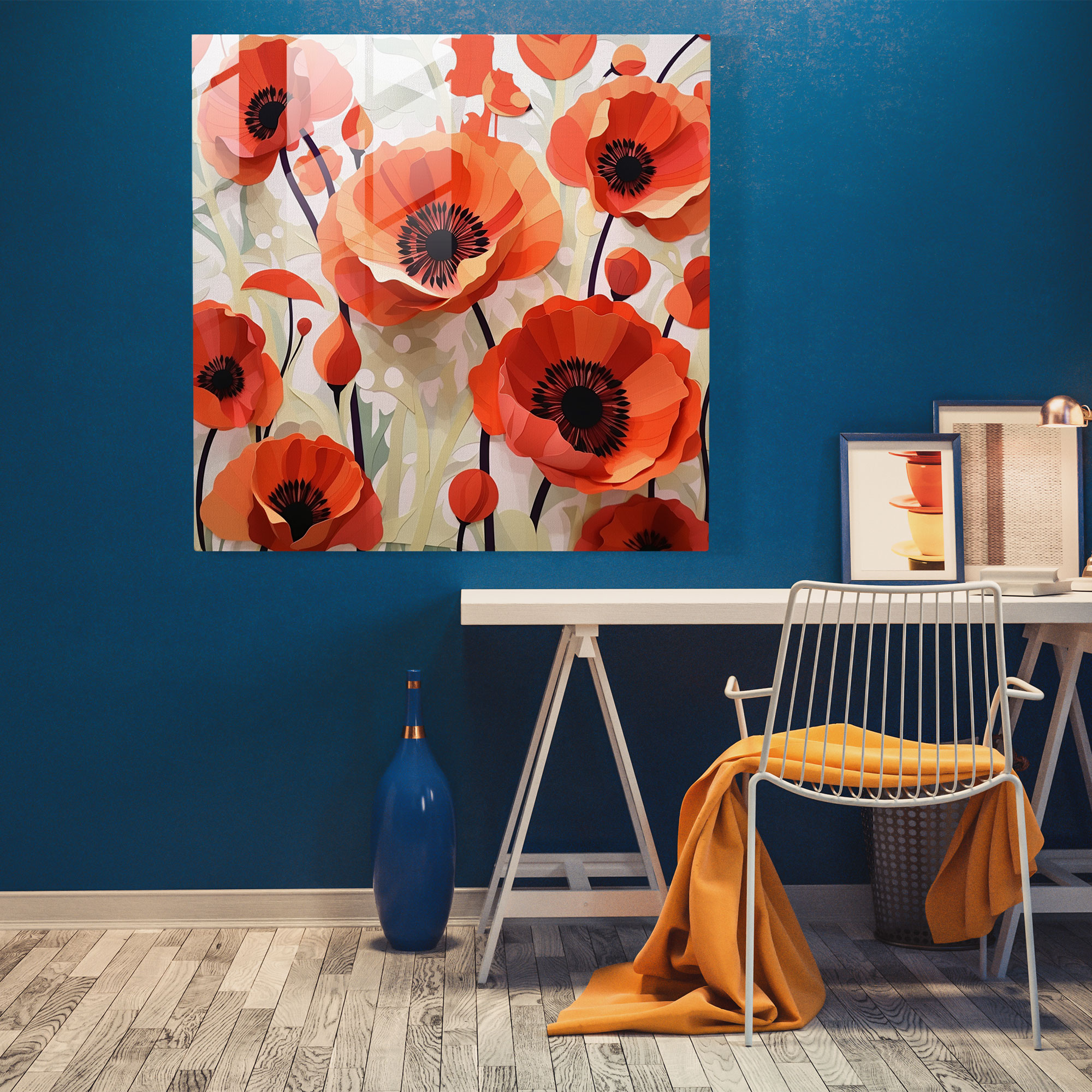 Nature's Intrigue Glass Print - Geometric Paper Cutouts Glass Wall Art - Home Decoration