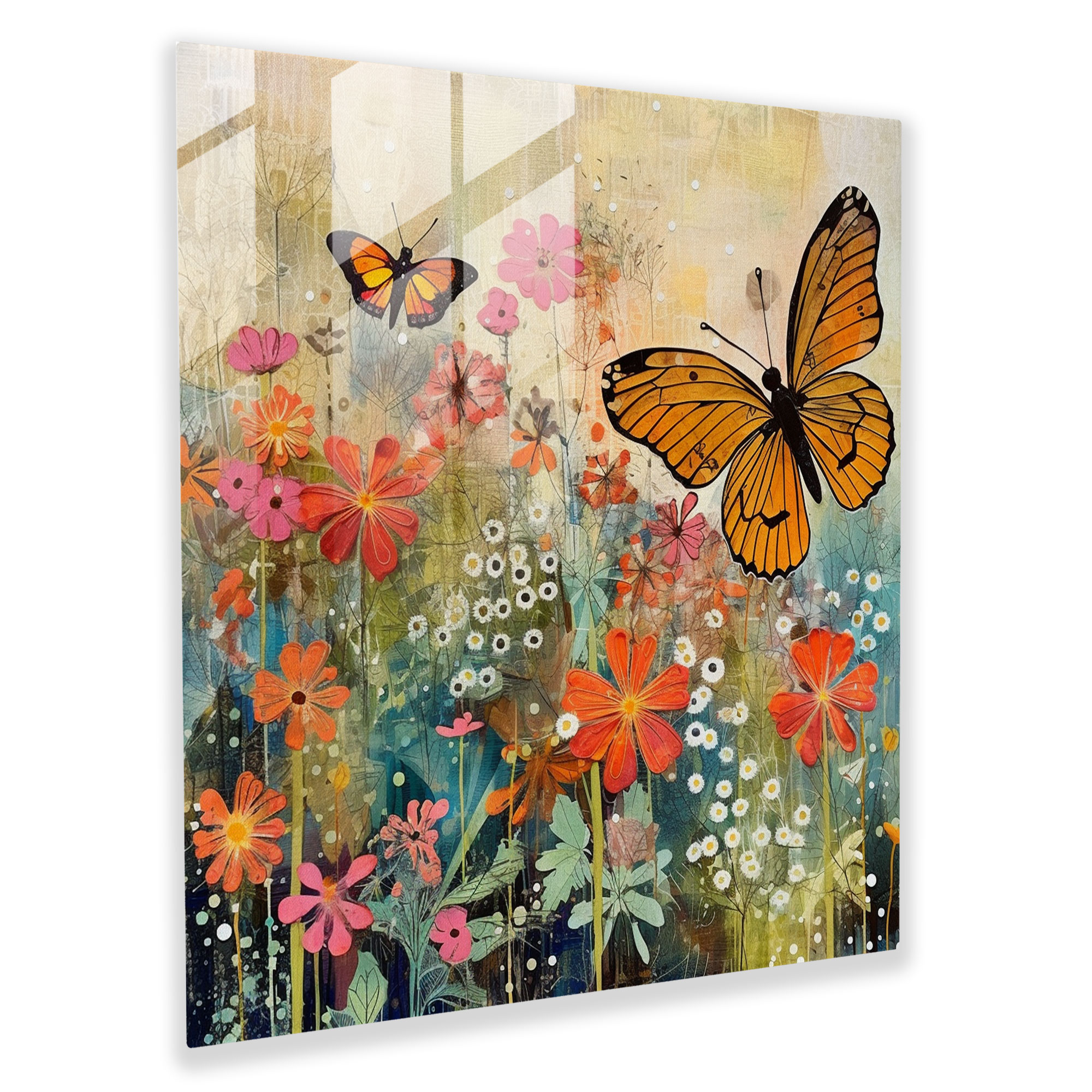Joyful Whimsy Glass Print - Mixed Media Collage Glass Wall Art - Wall Decoration