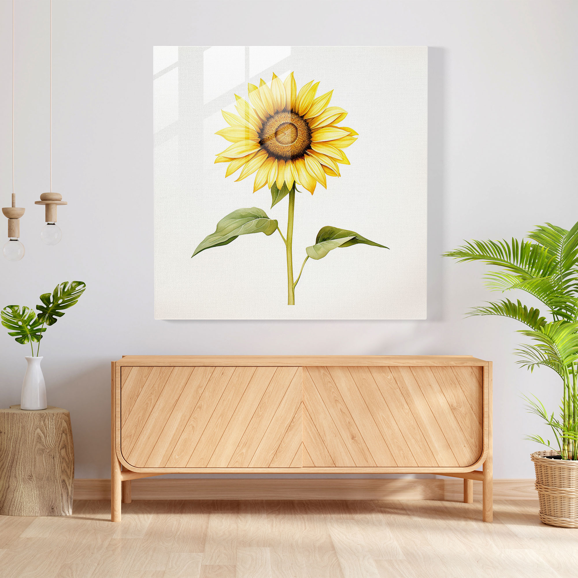 Elegant Sunflower Glass Print