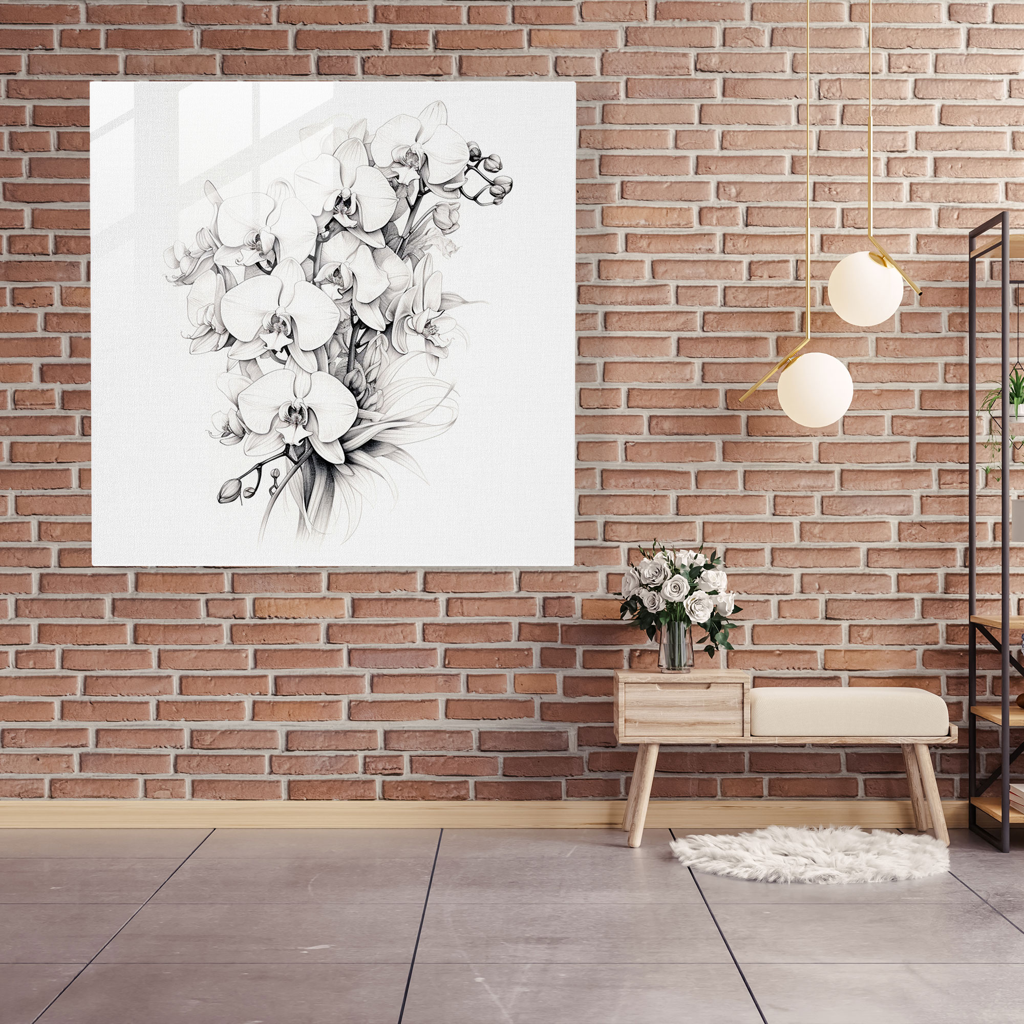 Edle Blühende Orchideen Glasbild