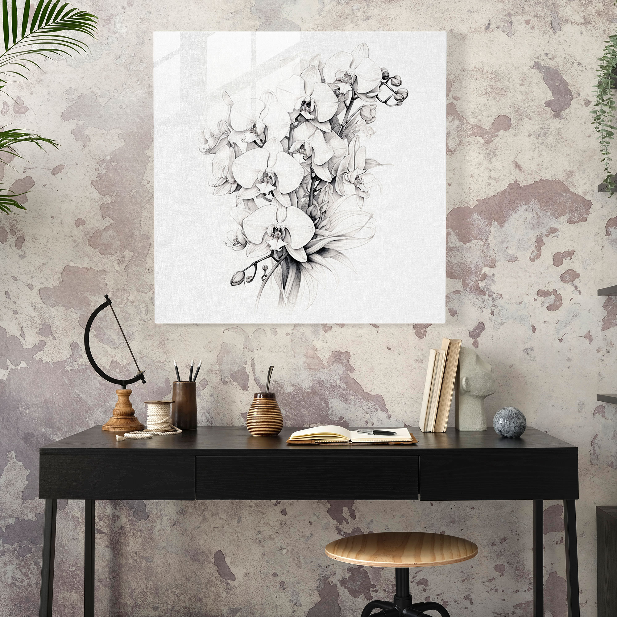 Edle Blühende Orchideen Glasbild
