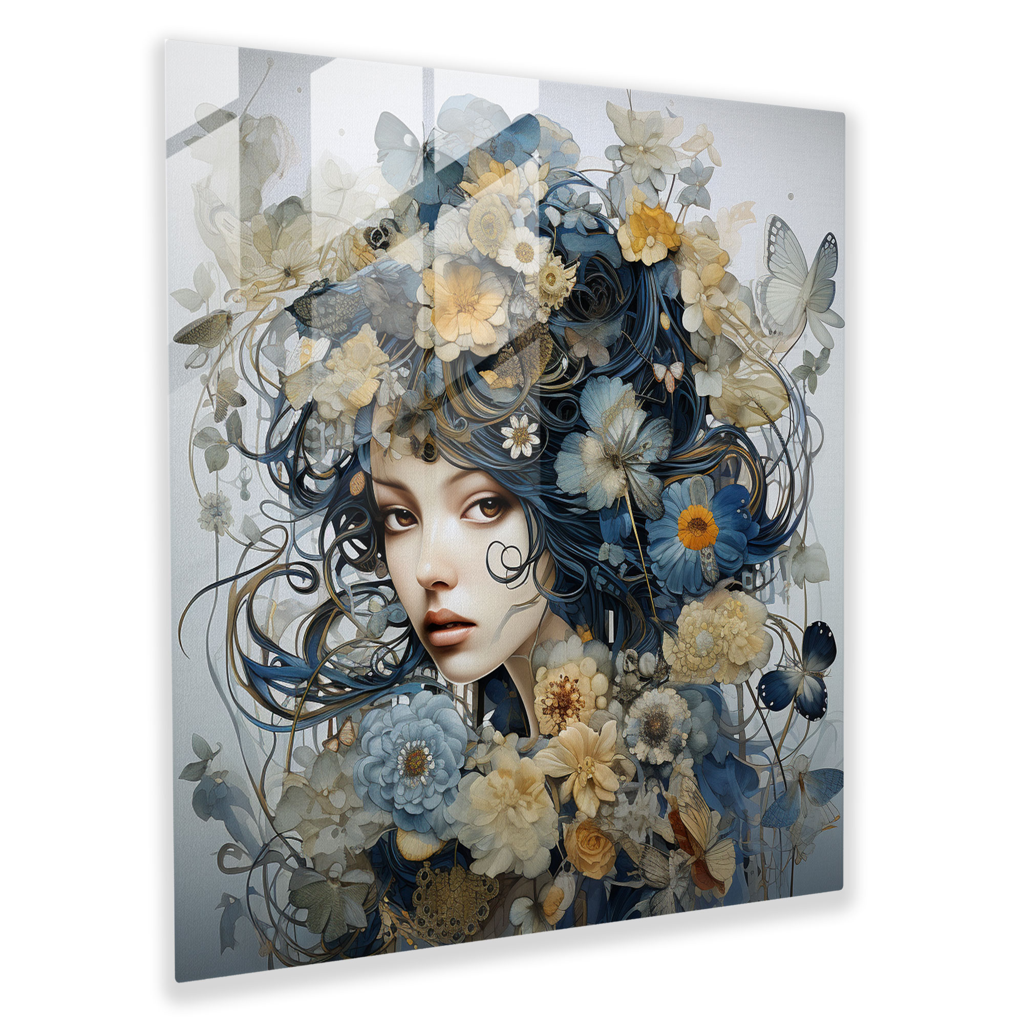 Mystical Fusion Glass Print - Surreal Flower Artwork Wall Decoration
