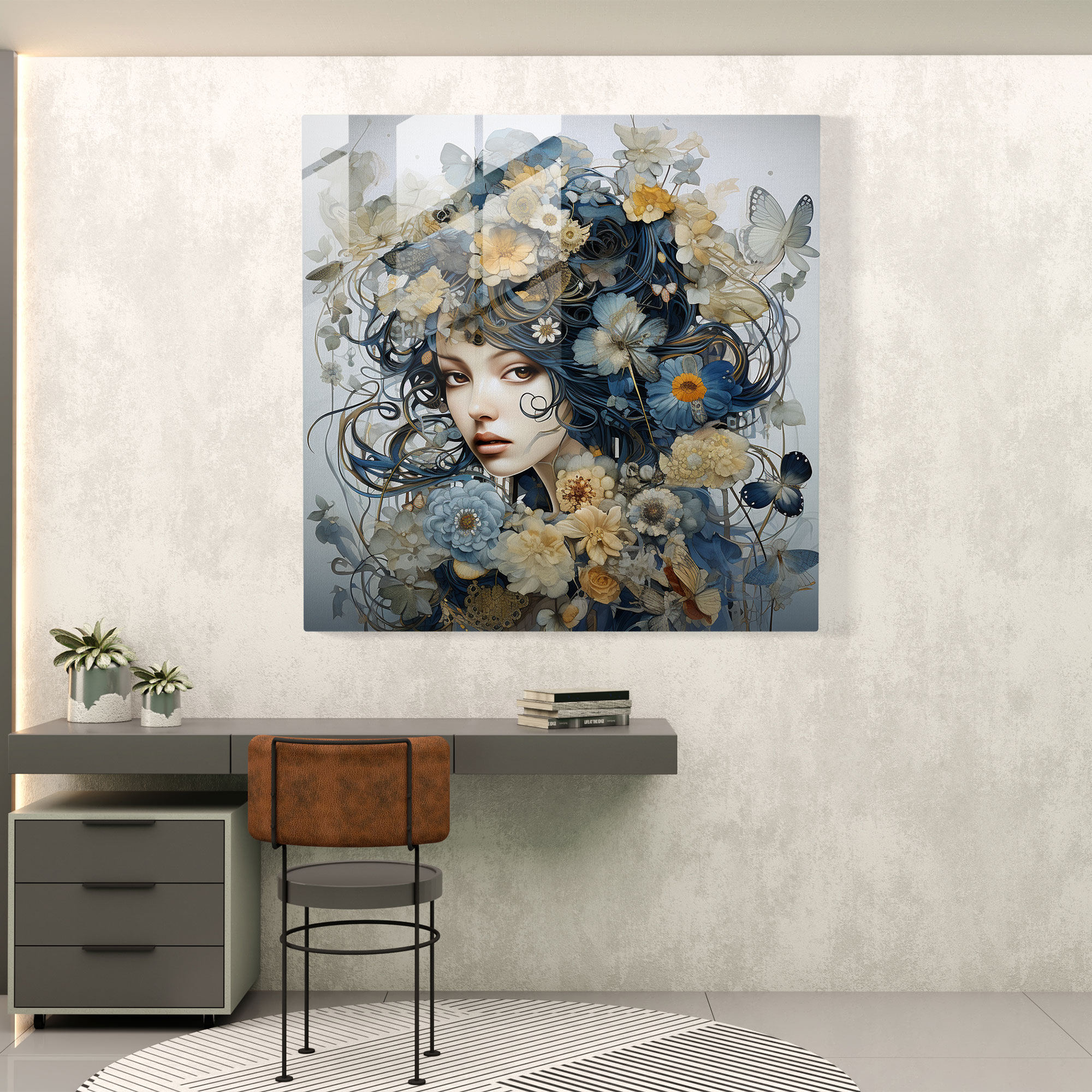 Mystical Fusion Glass Print - Surreal Flower Artwork Wall Decoration