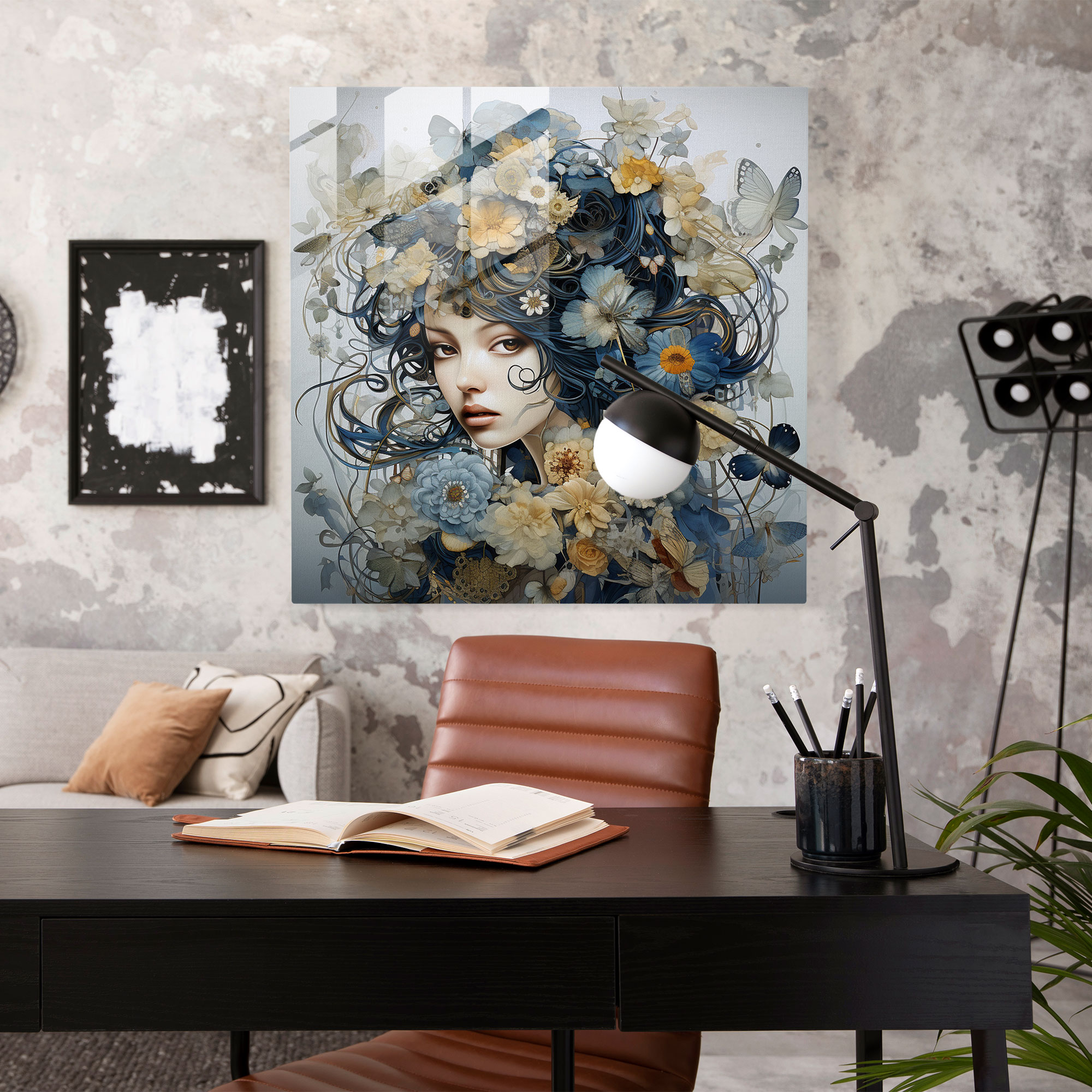 Mystical Fusion Glass Print - Surreal Flower Artwork Wall Decoration