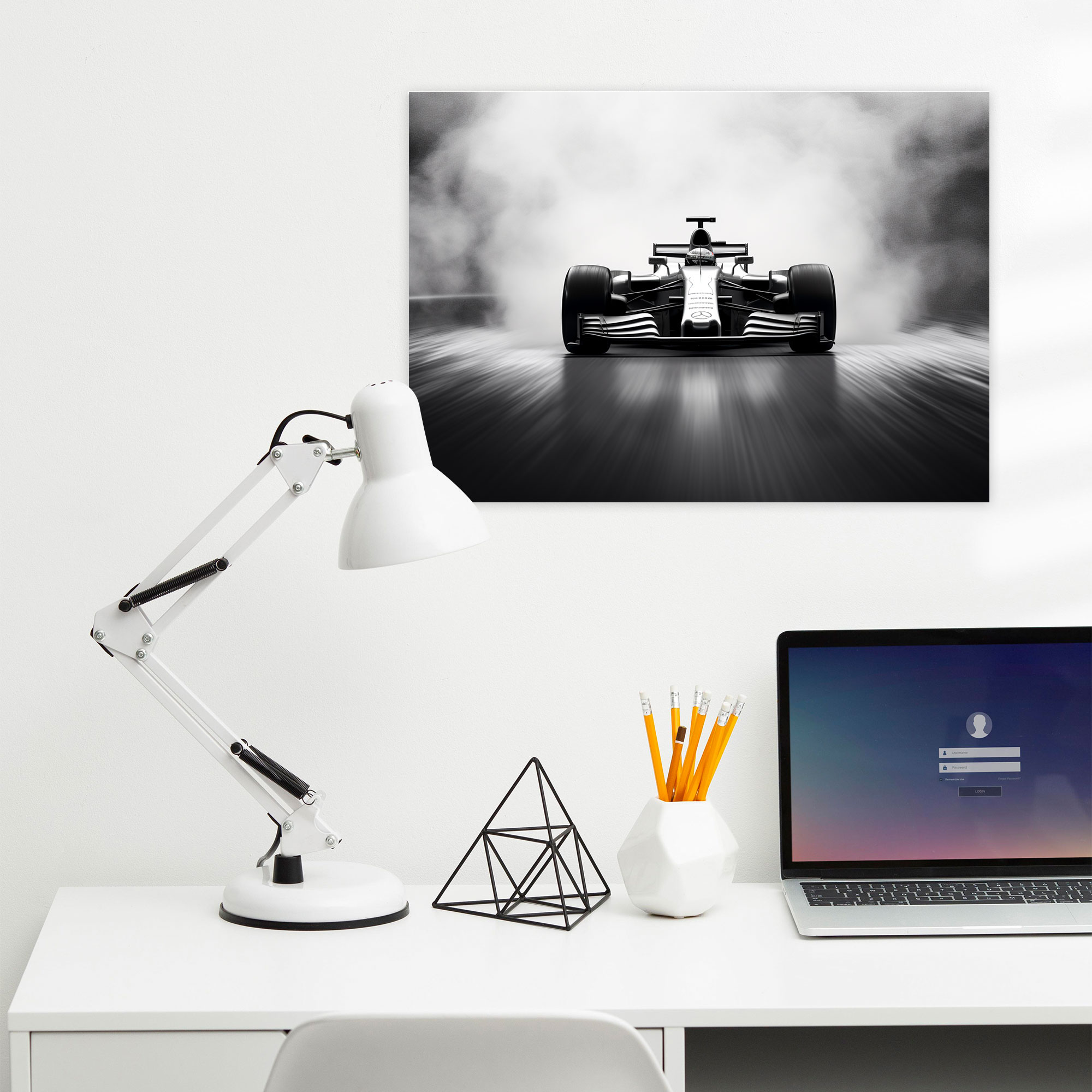 Formula 1 Duvar Sanatı - Minimalist Siyah ve Beyaz Kanvas Tablo - Formula 1 Kanvas Siyah ve Beyaz Duvar Sanatı