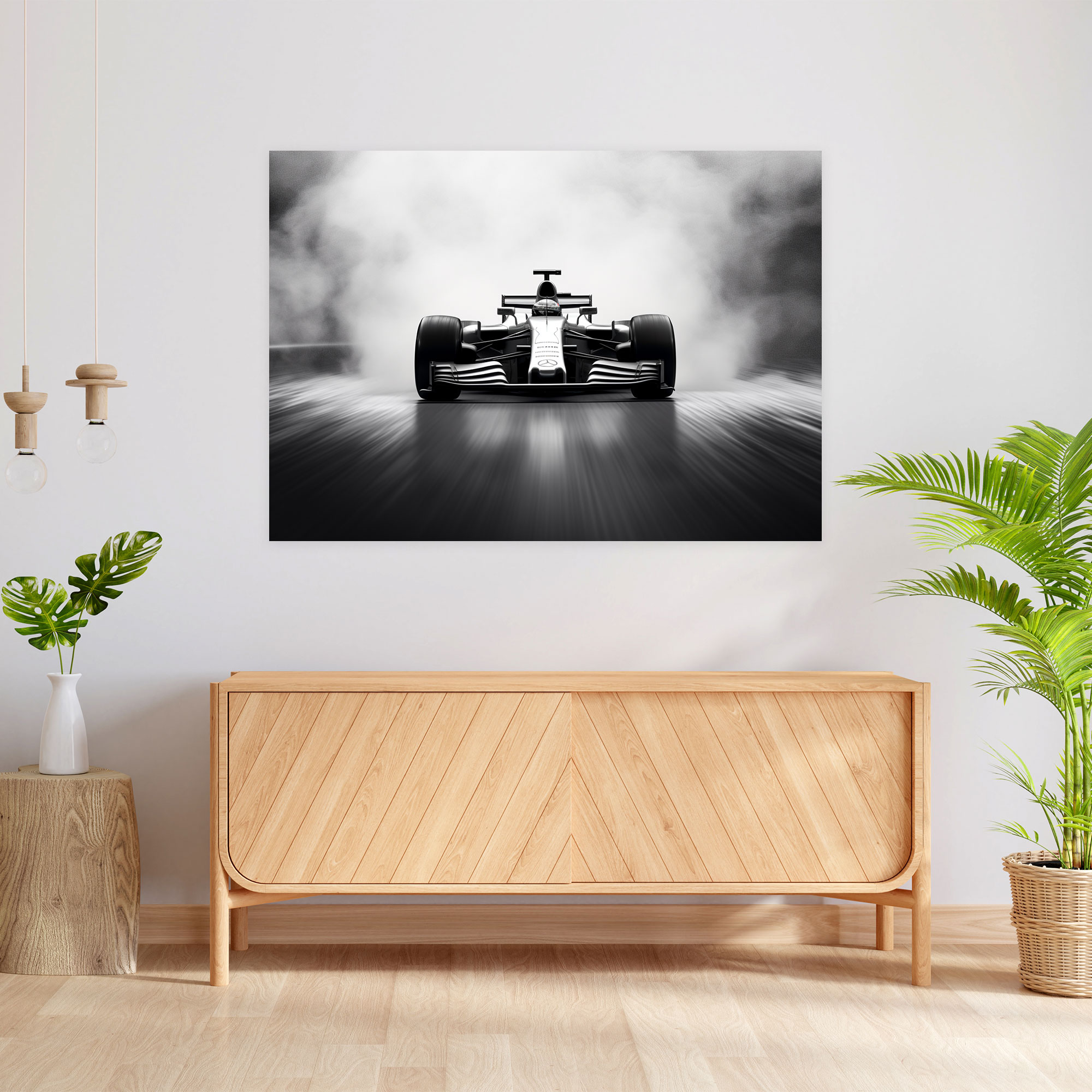 Formula 1 Duvar Sanatı - Minimalist Siyah ve Beyaz Kanvas Tablo - Formula 1 Kanvas Siyah ve Beyaz Duvar Sanatı