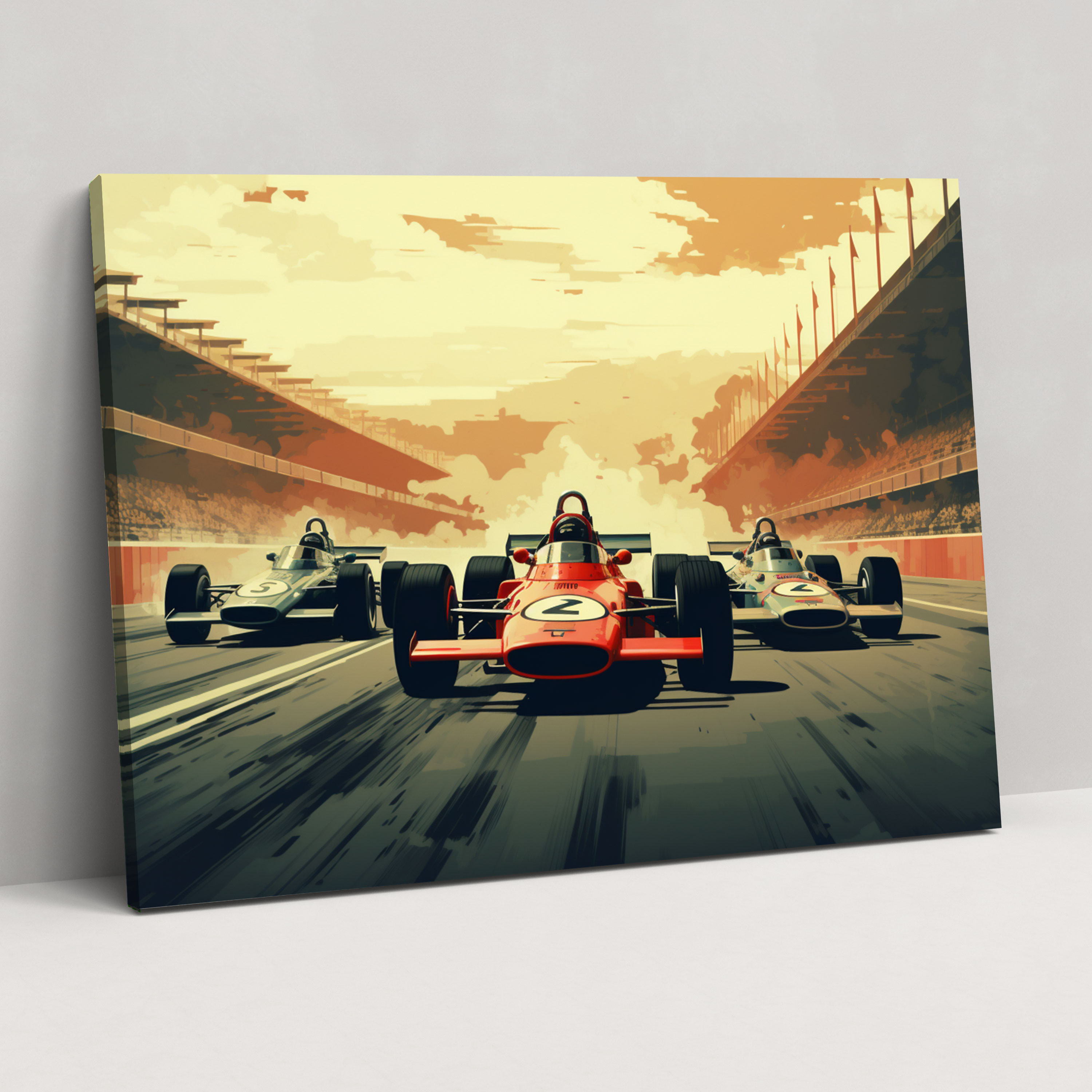 Formula 1 Kanvas Tablo - Retro Tarz Duvar Sanatı - Ev Dekorasyonu Vintage Tarz Duvar Sanatı