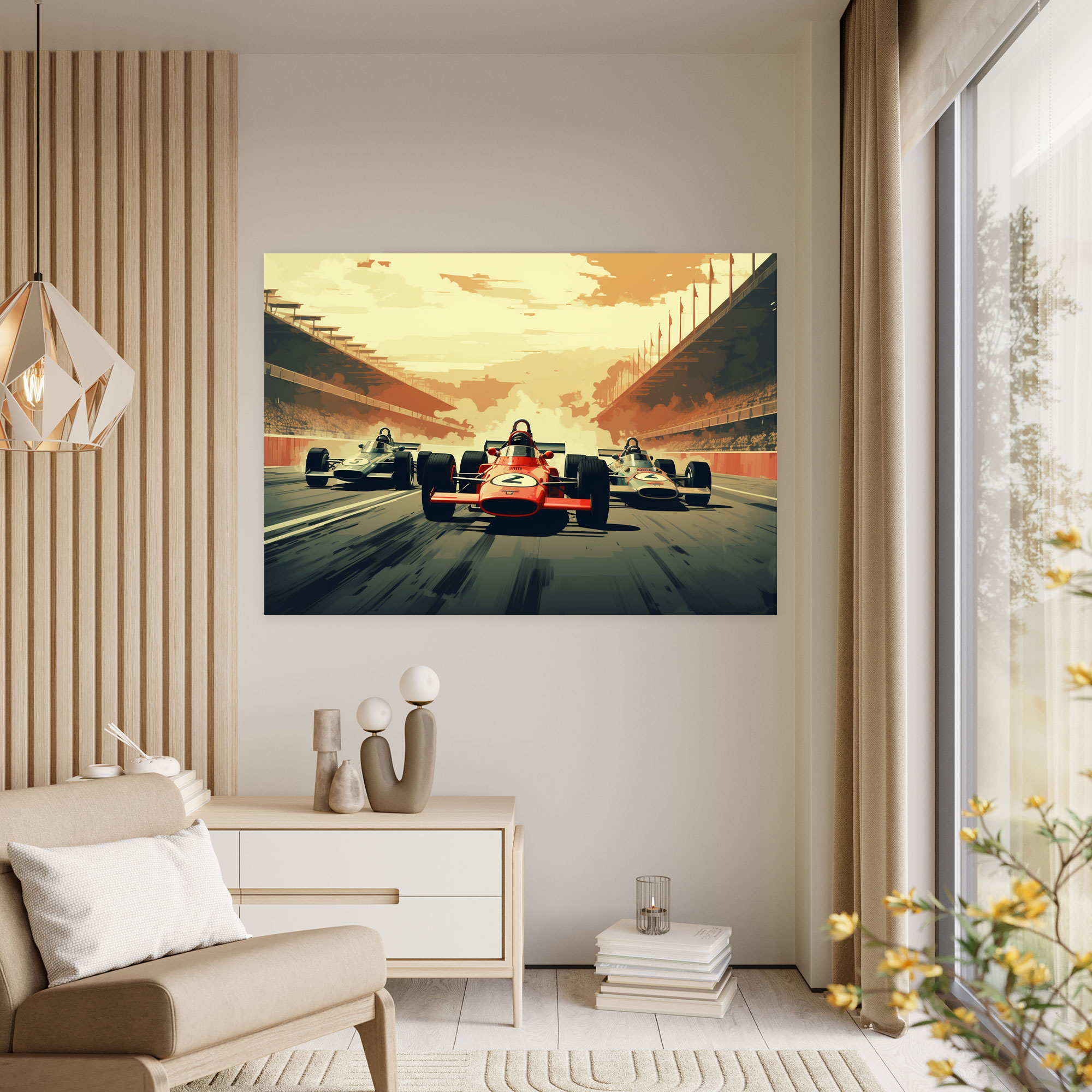 Formula 1 Kanvas Tablo - Retro Tarz Duvar Sanatı - Ev Dekorasyonu Vintage Tarz Duvar Sanatı